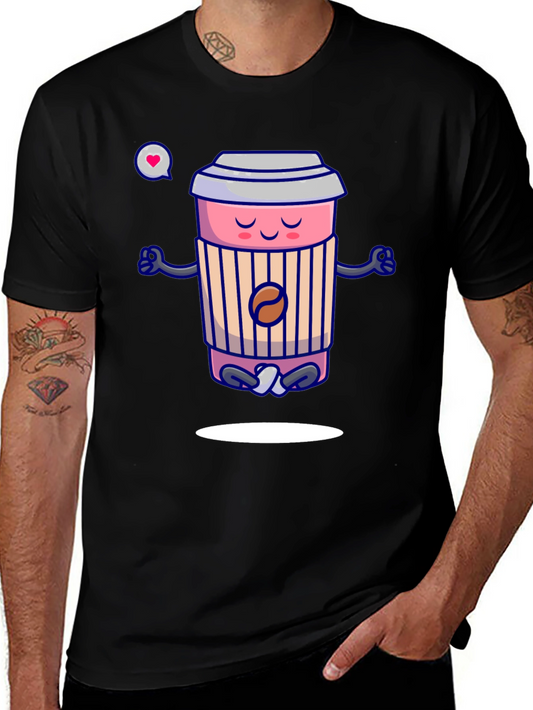 Zen Coffee Cup T-Shirt - Meditating Beverage Tee