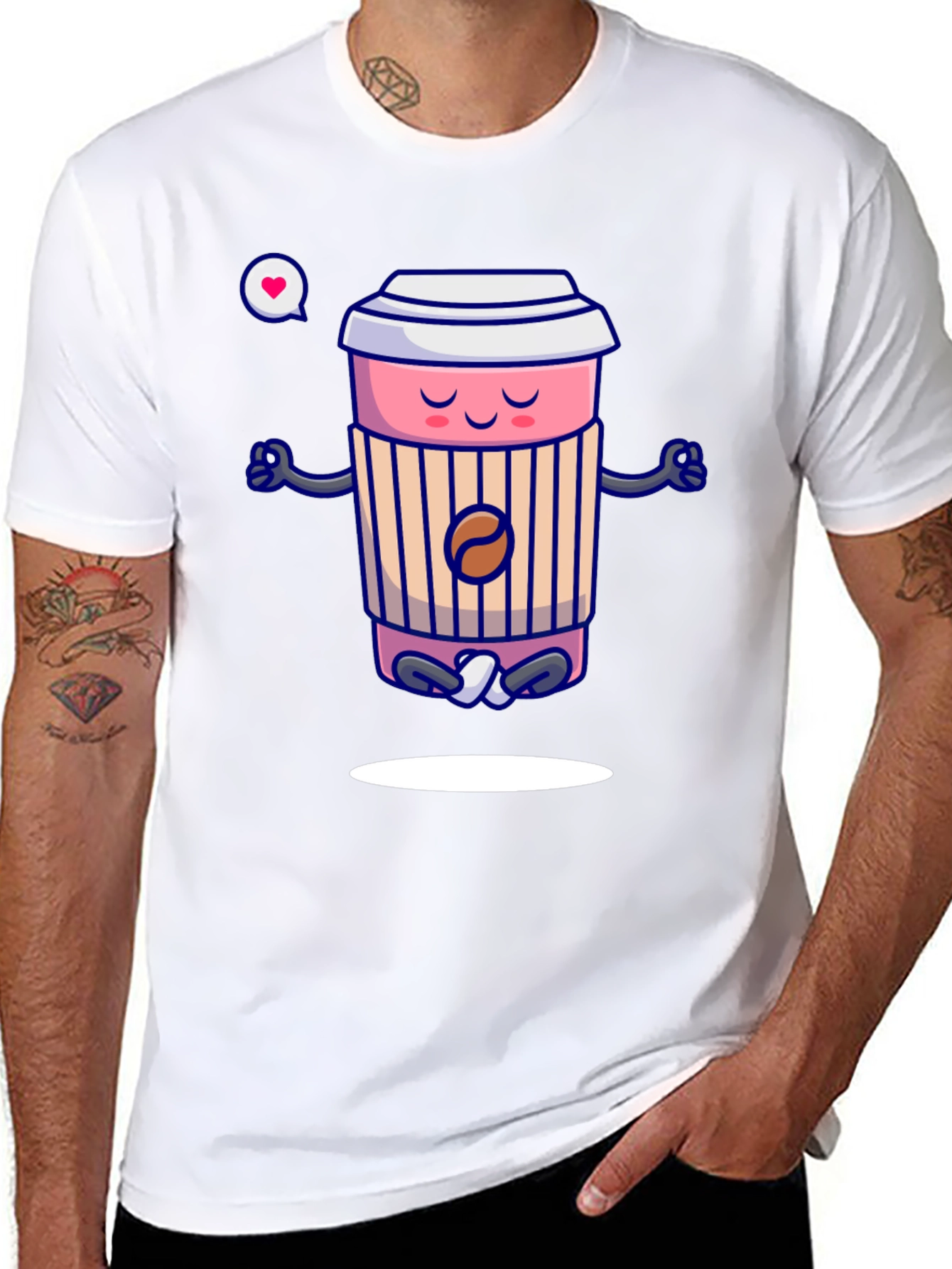 Zen Coffee Cup T-Shirt - Meditating Beverage Tee