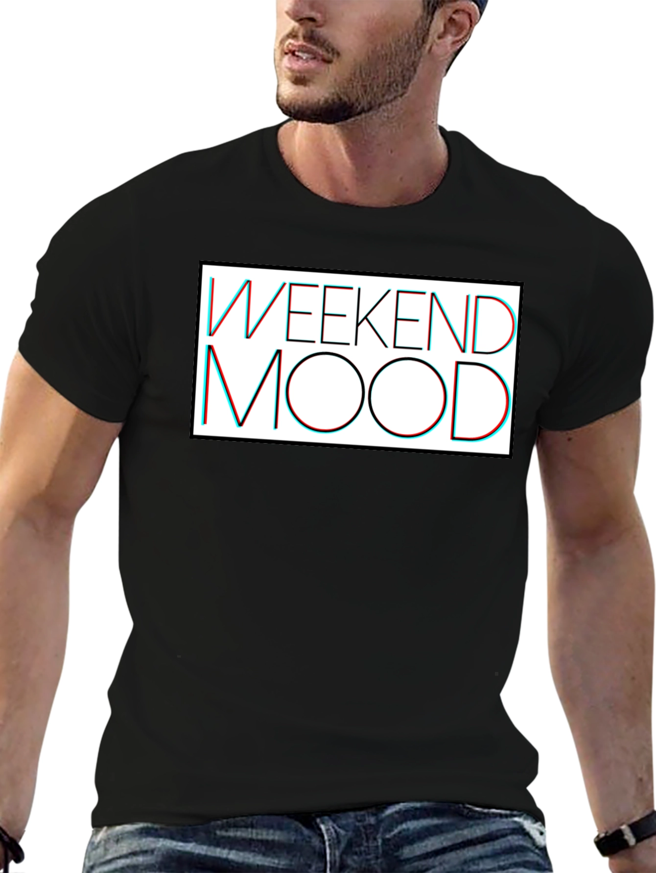 Weekend Mood Graphic Tee - Casual Black T-Shirt