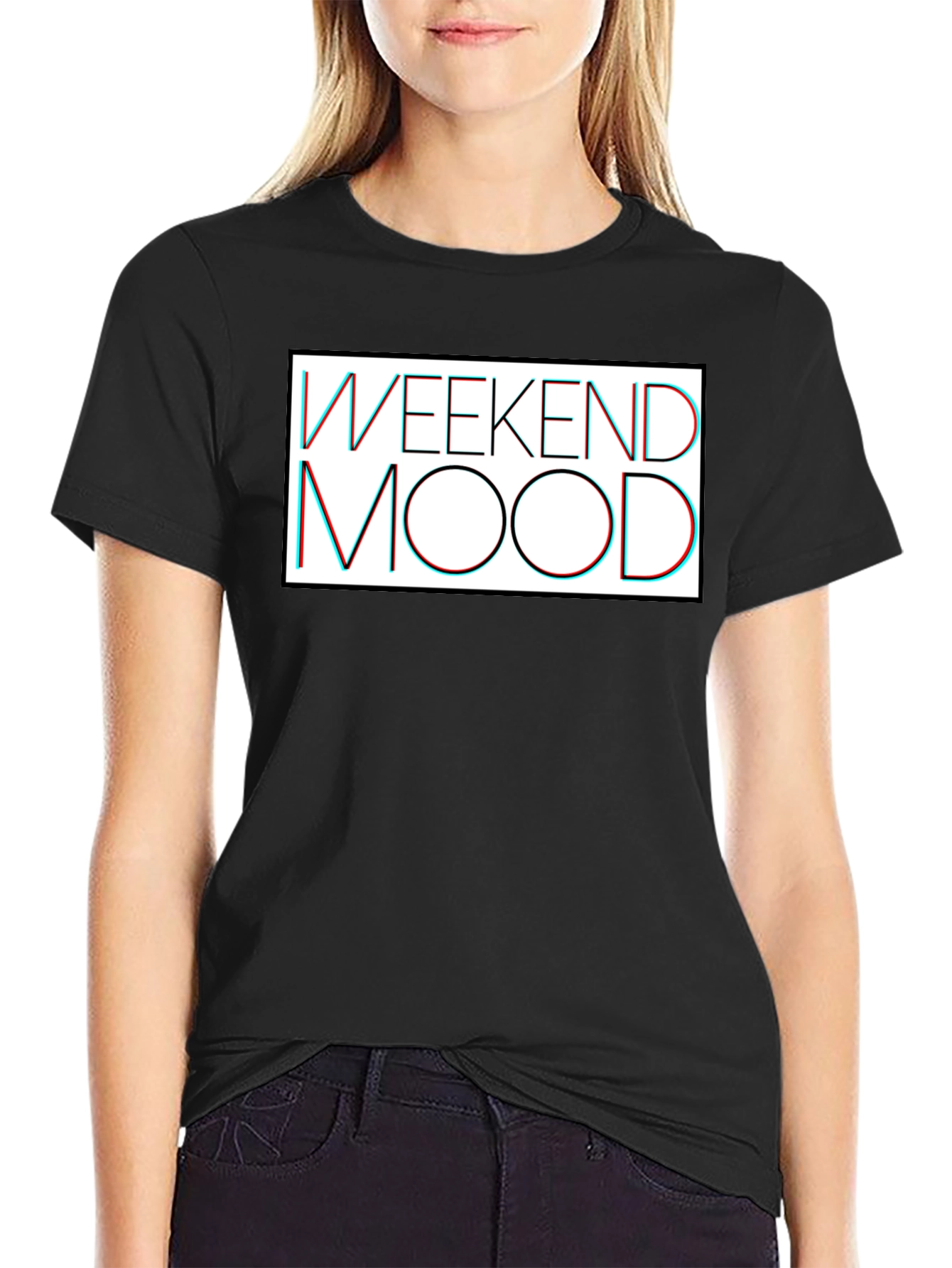 Weekend Mood Graphic Tee - Casual Black T-Shirt