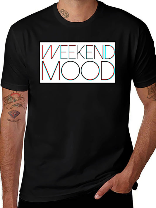 Weekend Mood Graphic Tee - Casual Black T-Shirt