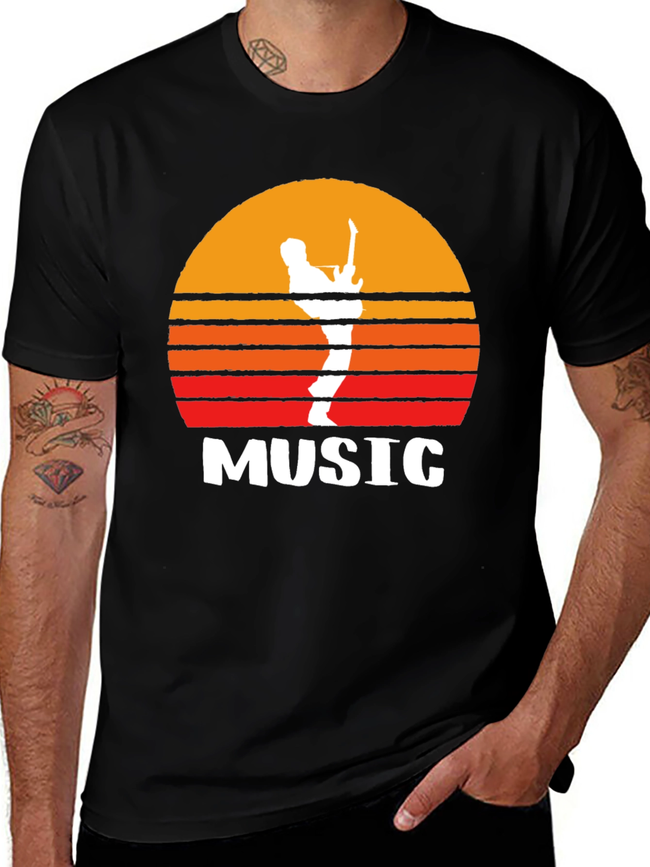 Sunset Guitarist Graphic Tee - Music Lovers T-Shirt