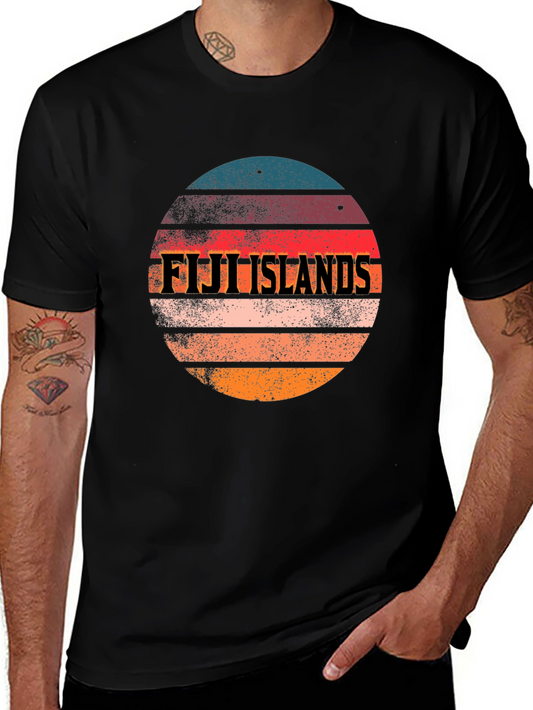 Fiji Islands Retro Sunset Graphic T-Shirt