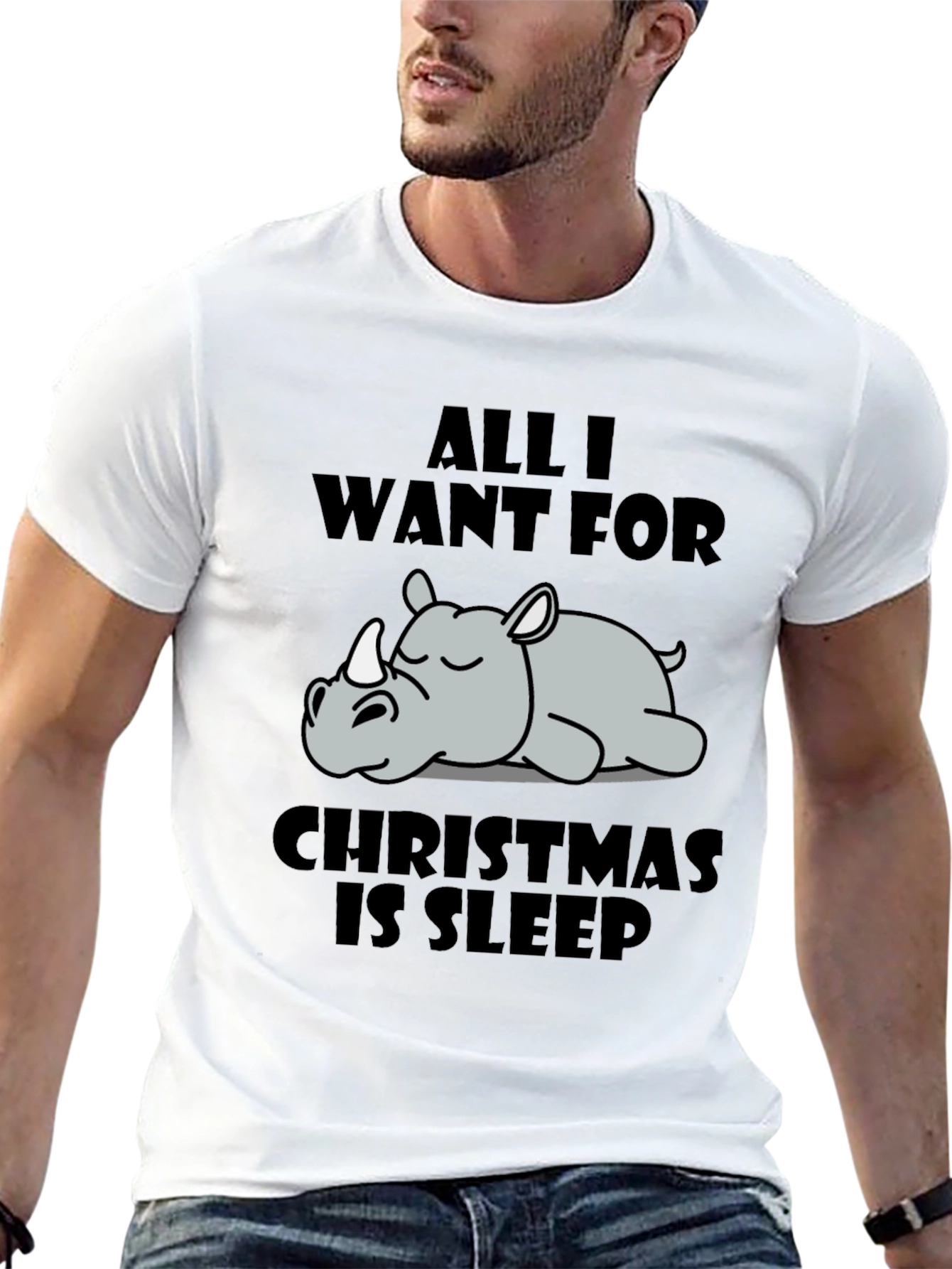 Sleepy Rhino Christmas T-Shirt