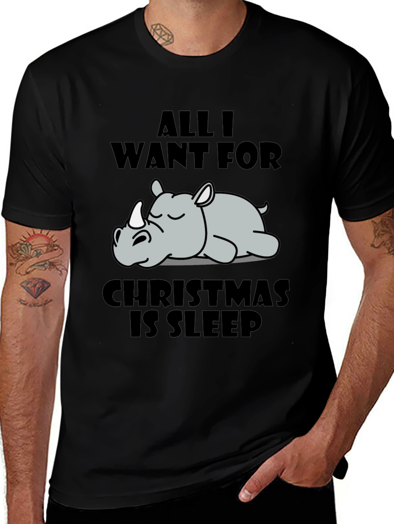Sleepy Rhino Christmas T-Shirt