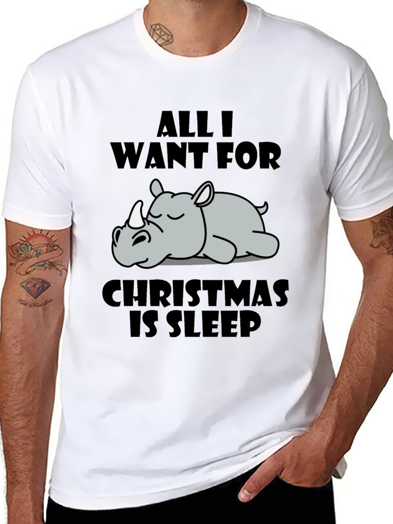 Sleepy Rhino Christmas T-Shirt