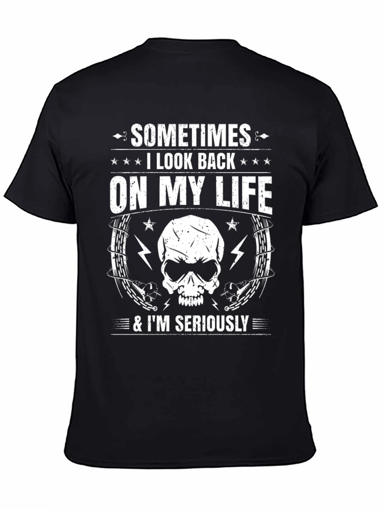 Skull Graphic T-Shirt - Sometimes I Look Back...