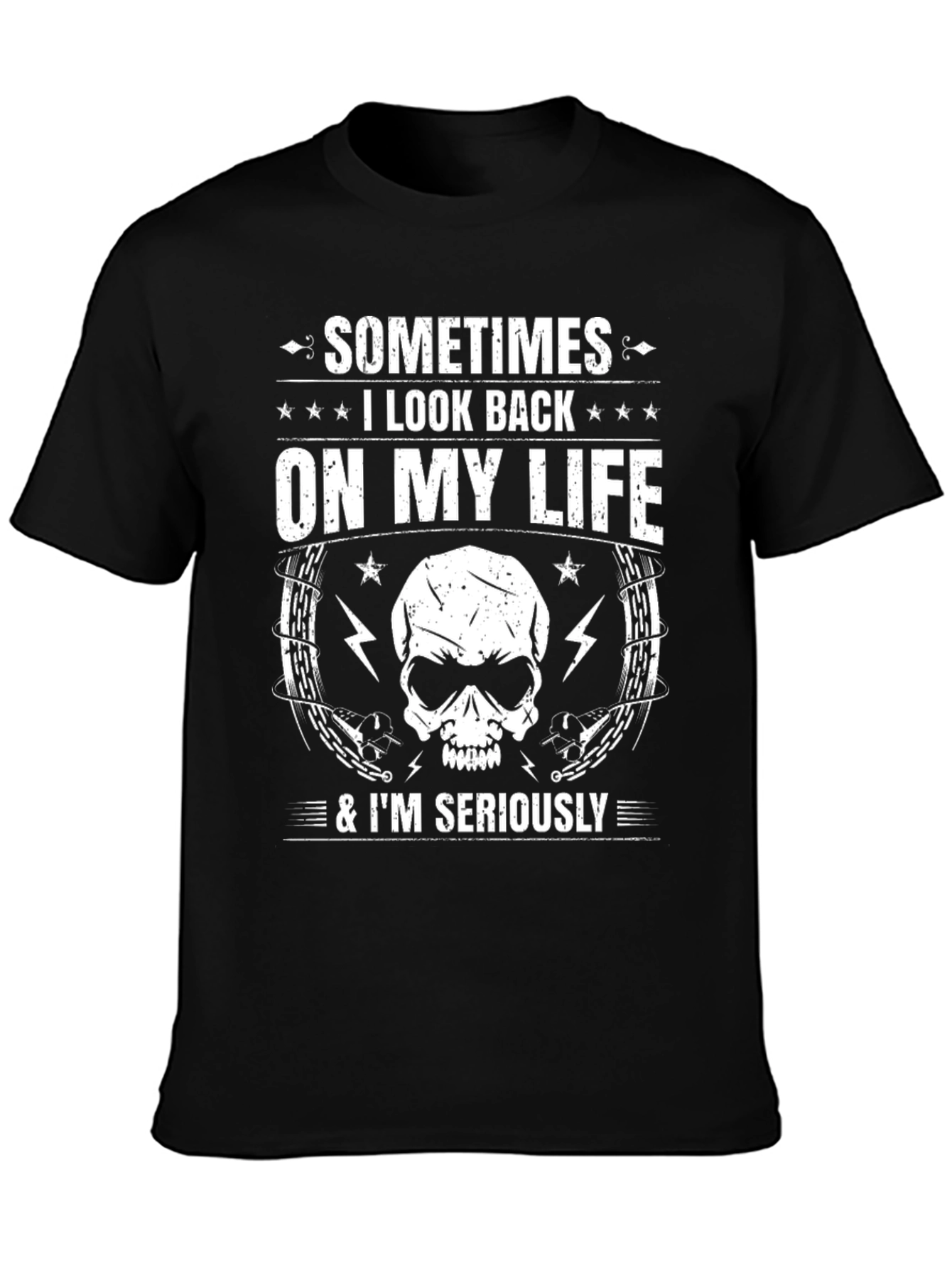 Skull Graphic T-Shirt - Sometimes I Look Back...