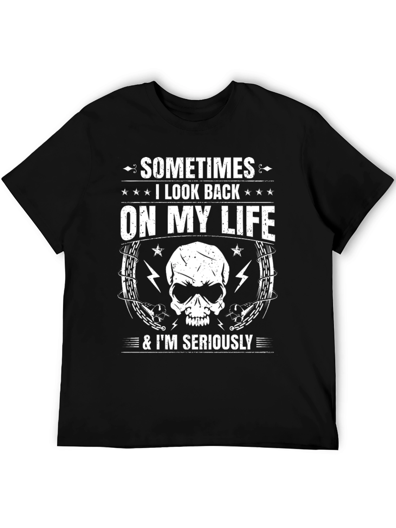 Skull Graphic T-Shirt - Sometimes I Look Back...