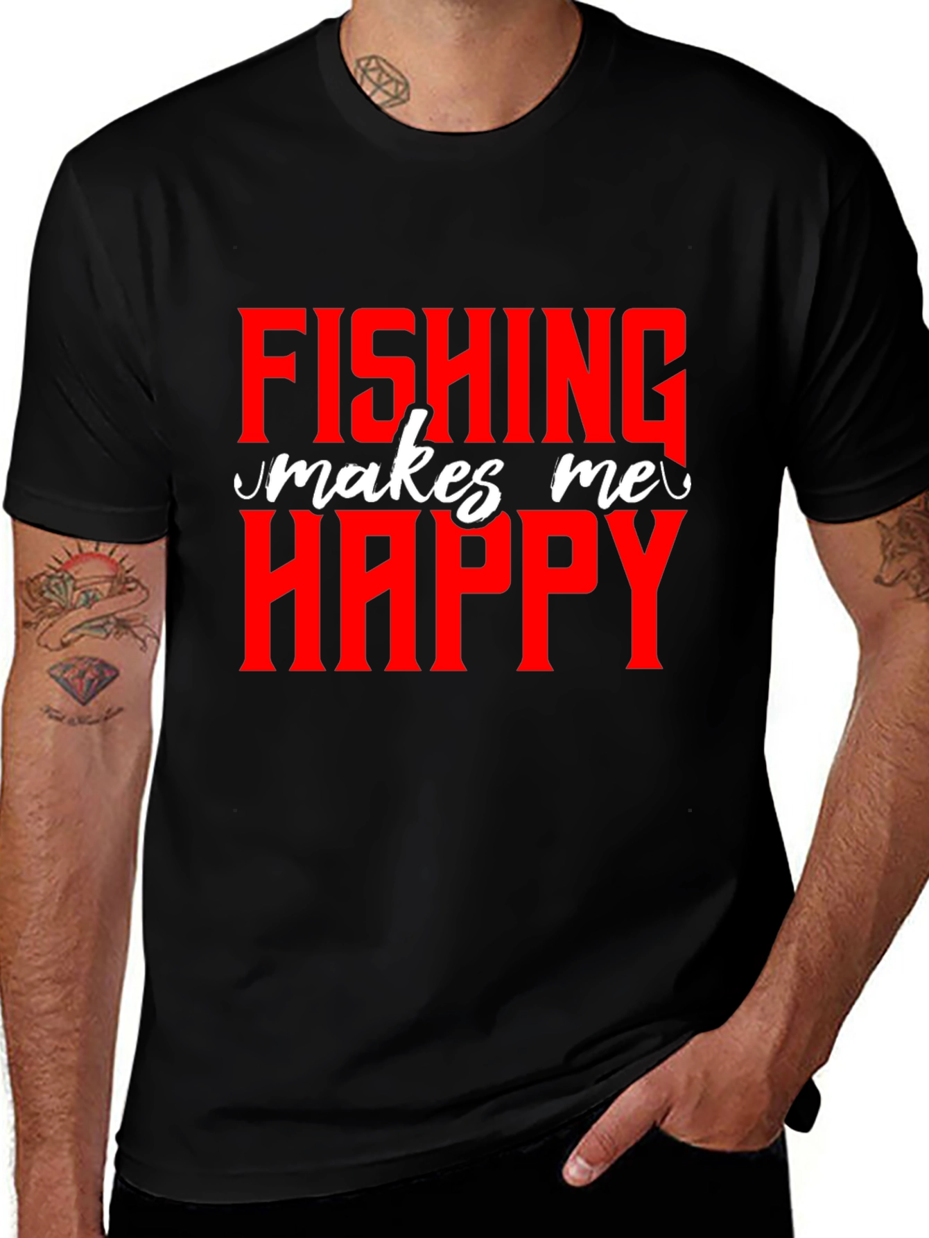 Fishing Makes Me Happy - Graphic T-Shirt