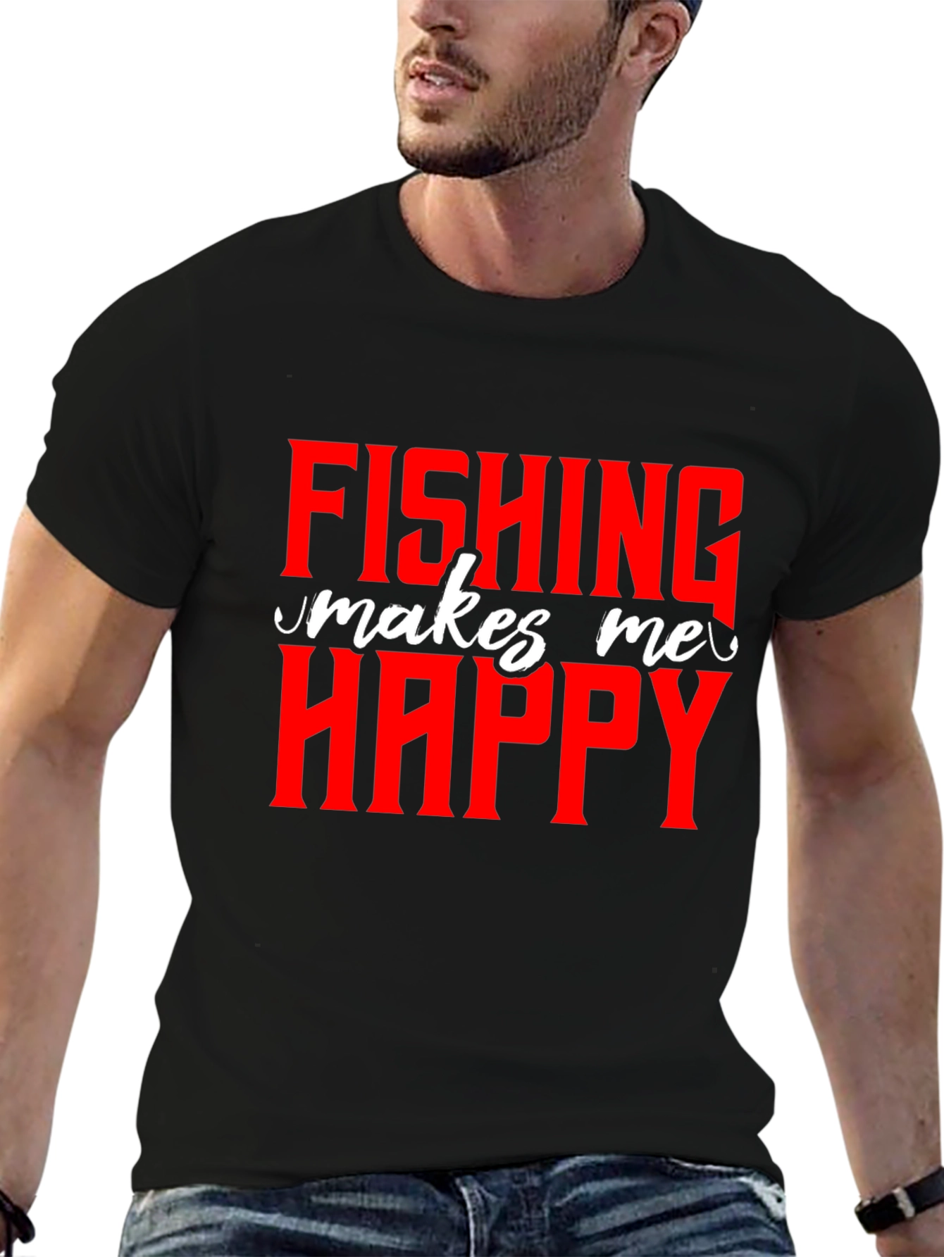 Fishing Makes Me Happy - Graphic T-Shirt