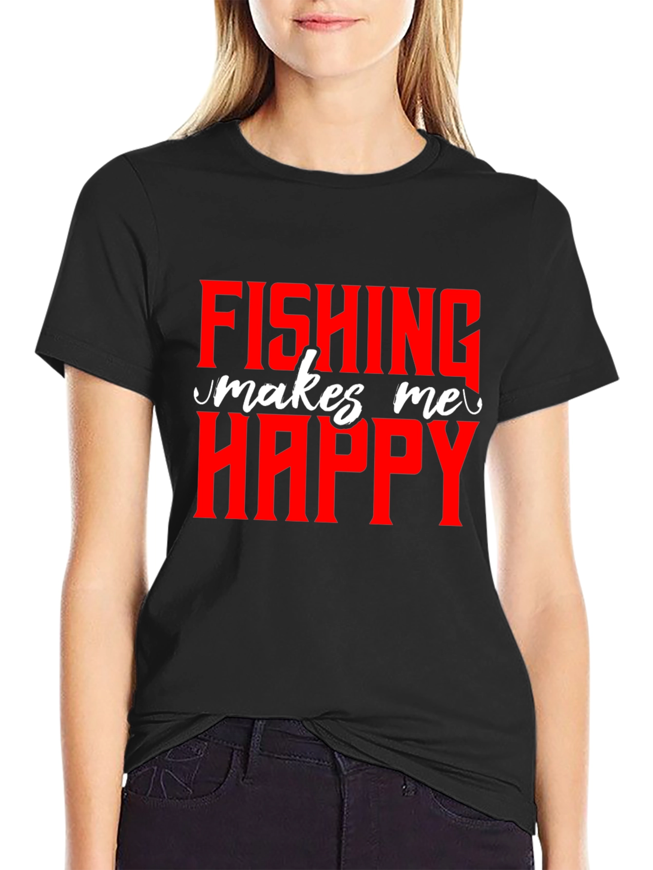 Fishing Makes Me Happy - Graphic T-Shirt