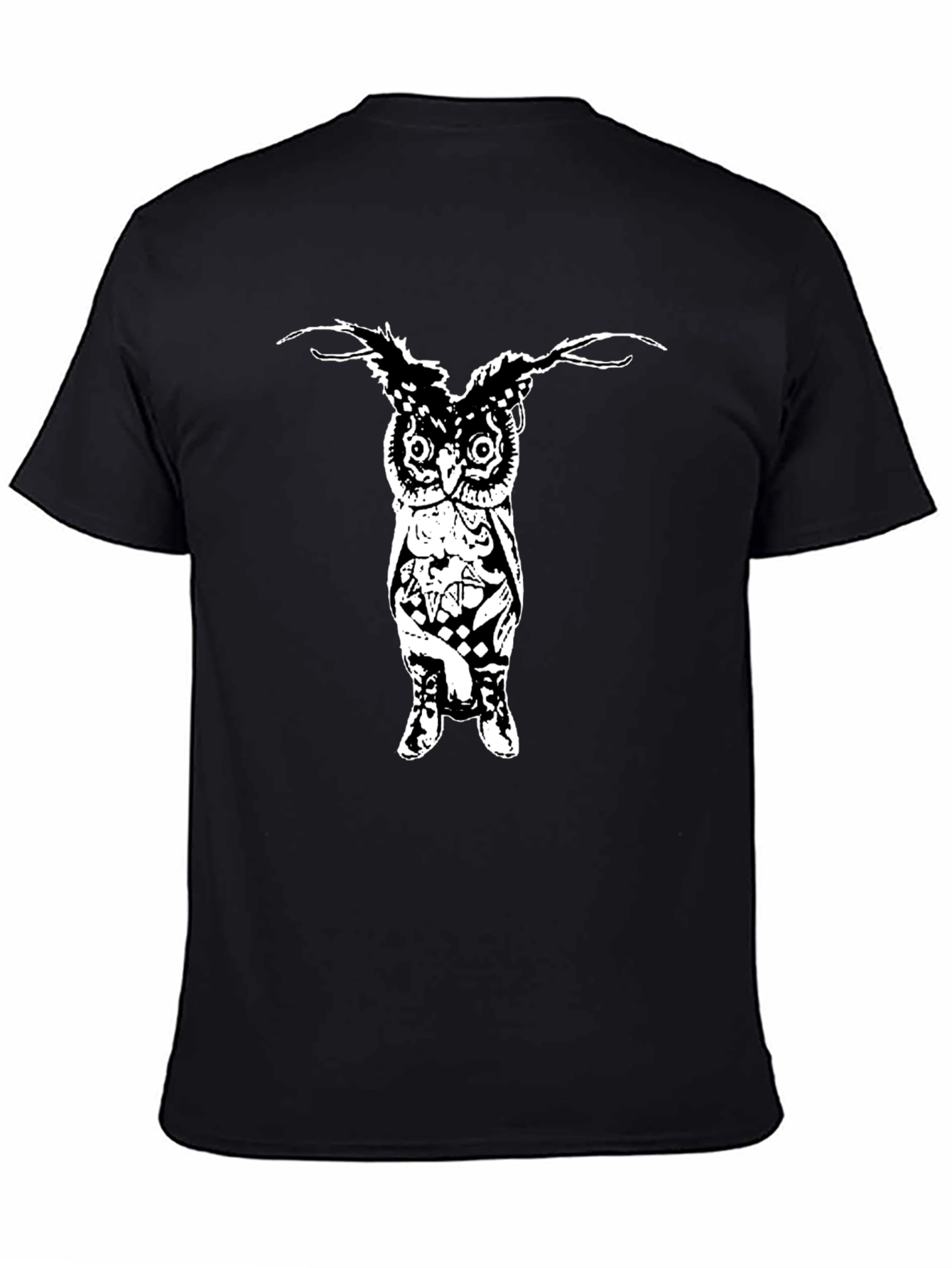 Mens Black Graphic T-Shirt - Owl Design