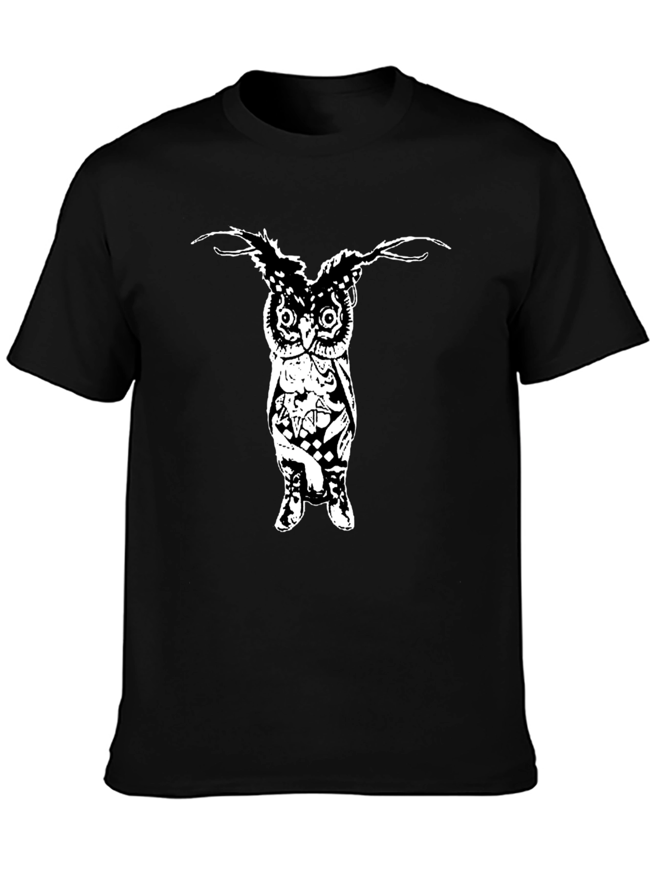 Mens Black Graphic T-Shirt - Owl Design