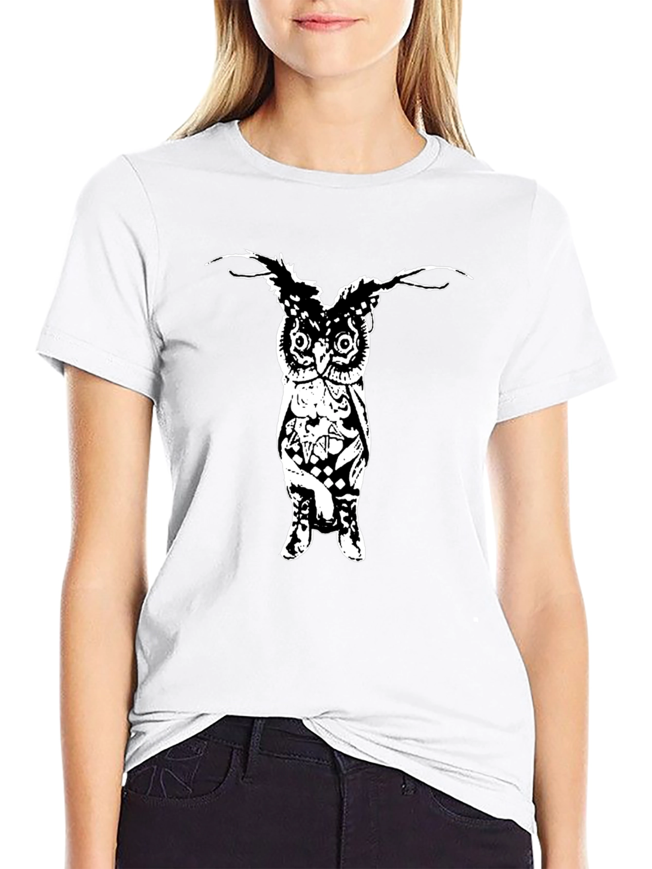 Mens Black Graphic T-Shirt - Owl Design