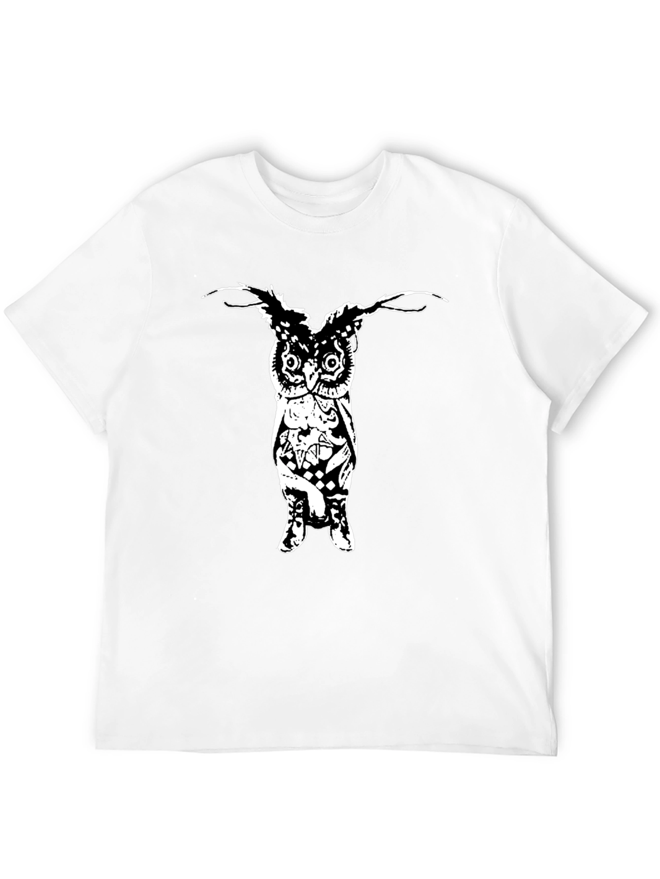 Mens Black Graphic T-Shirt - Owl Design