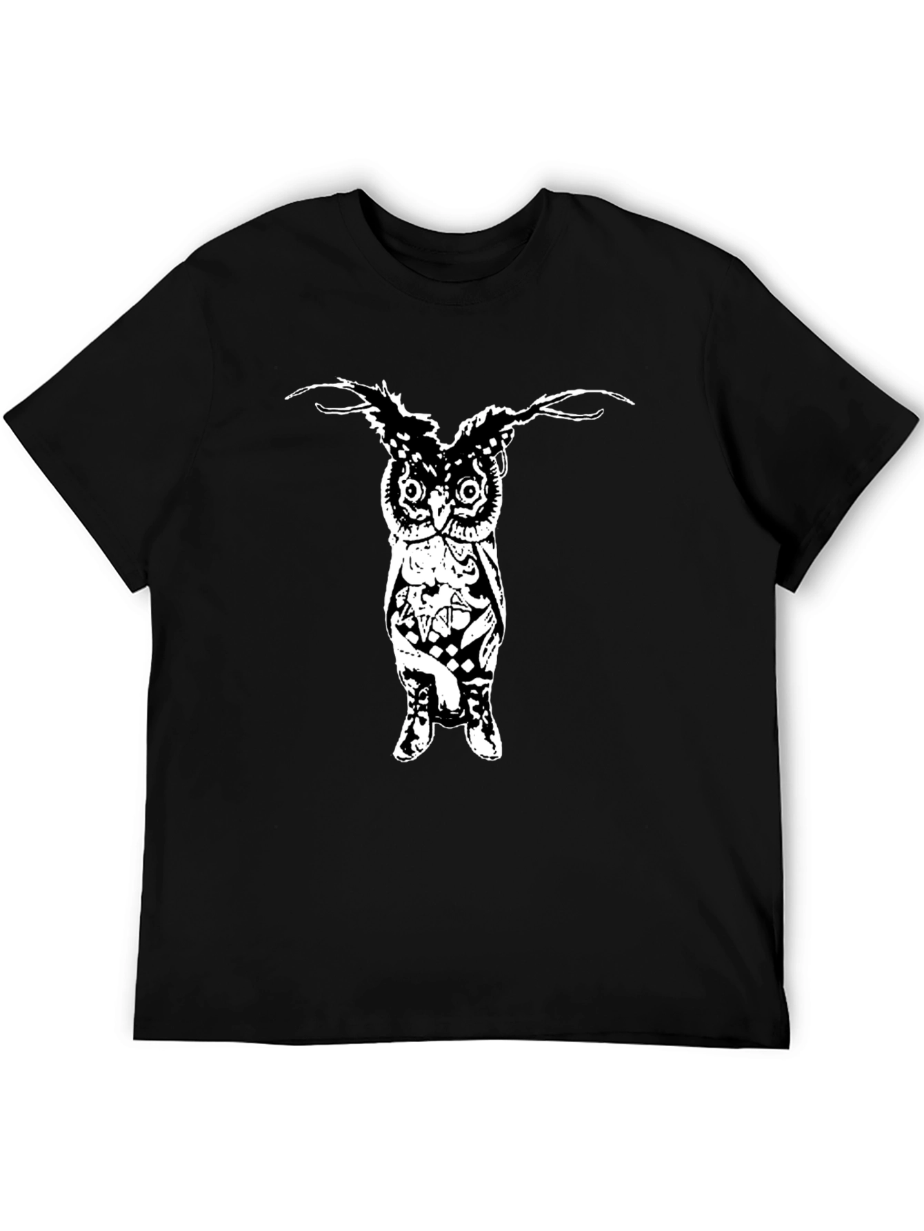 Mens Black Graphic T-Shirt - Owl Design