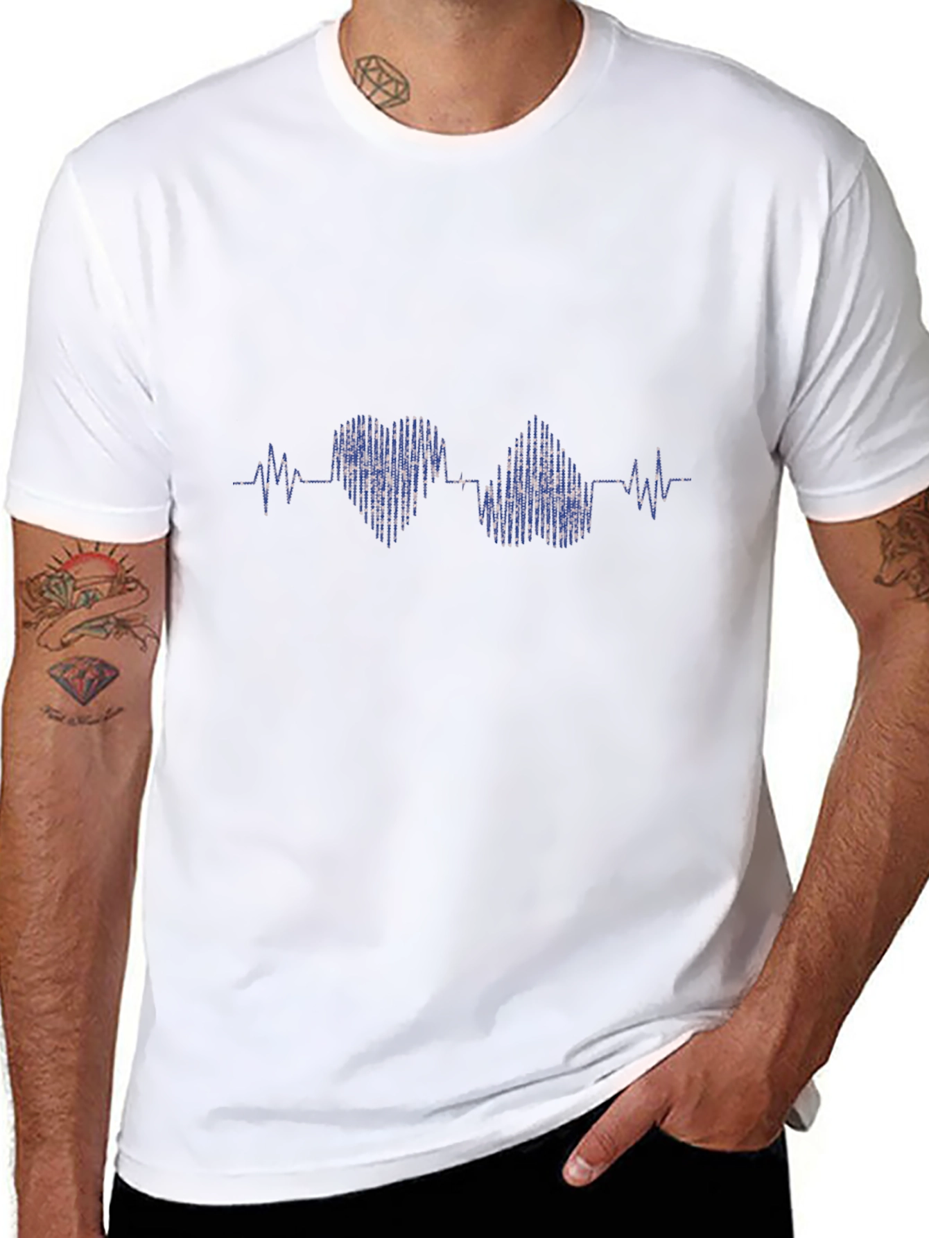 Heartbeat Heart Love T-Shirt - Black