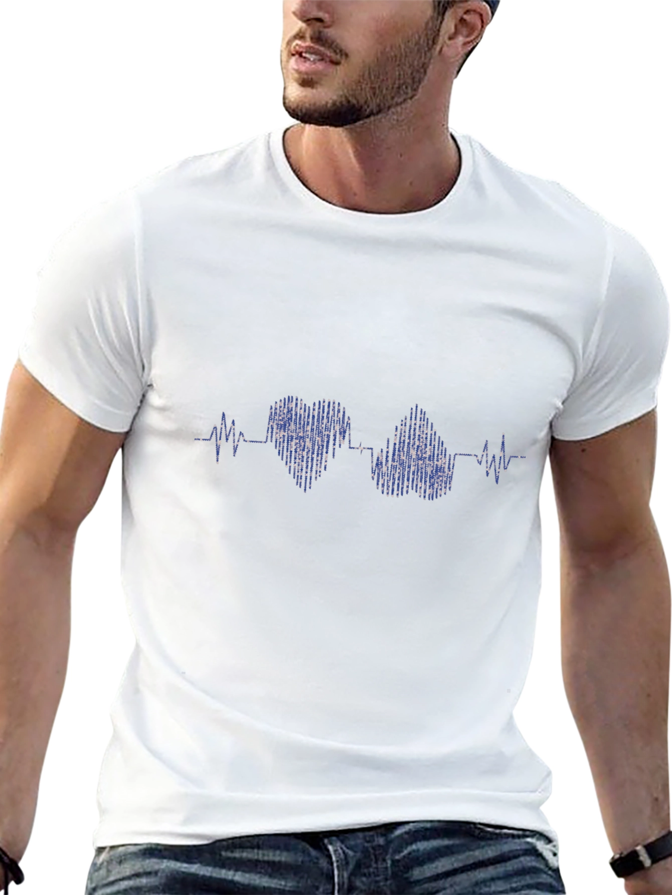 Heartbeat Heart Love T-Shirt - Black