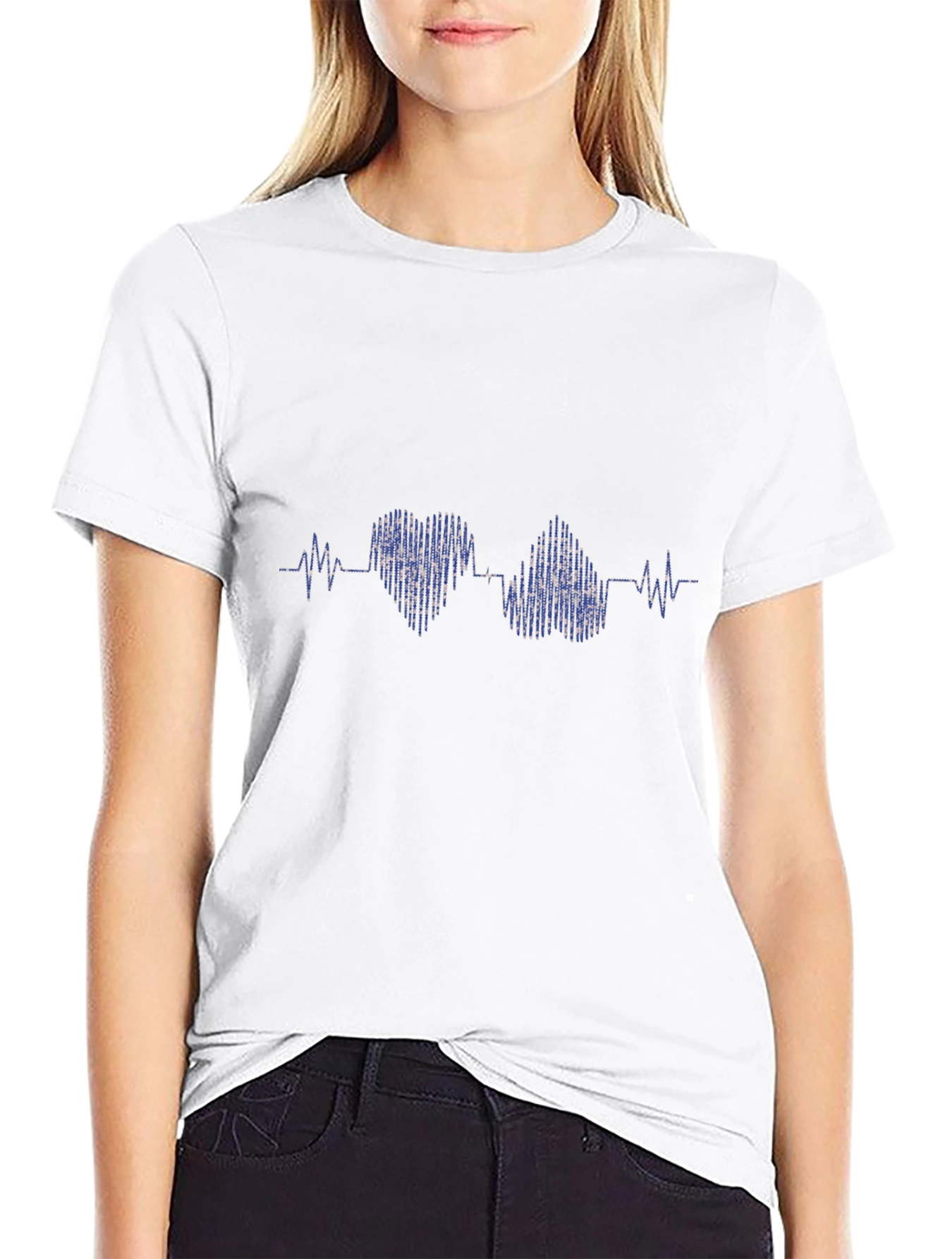 Heartbeat Heart Love T-Shirt - Black
