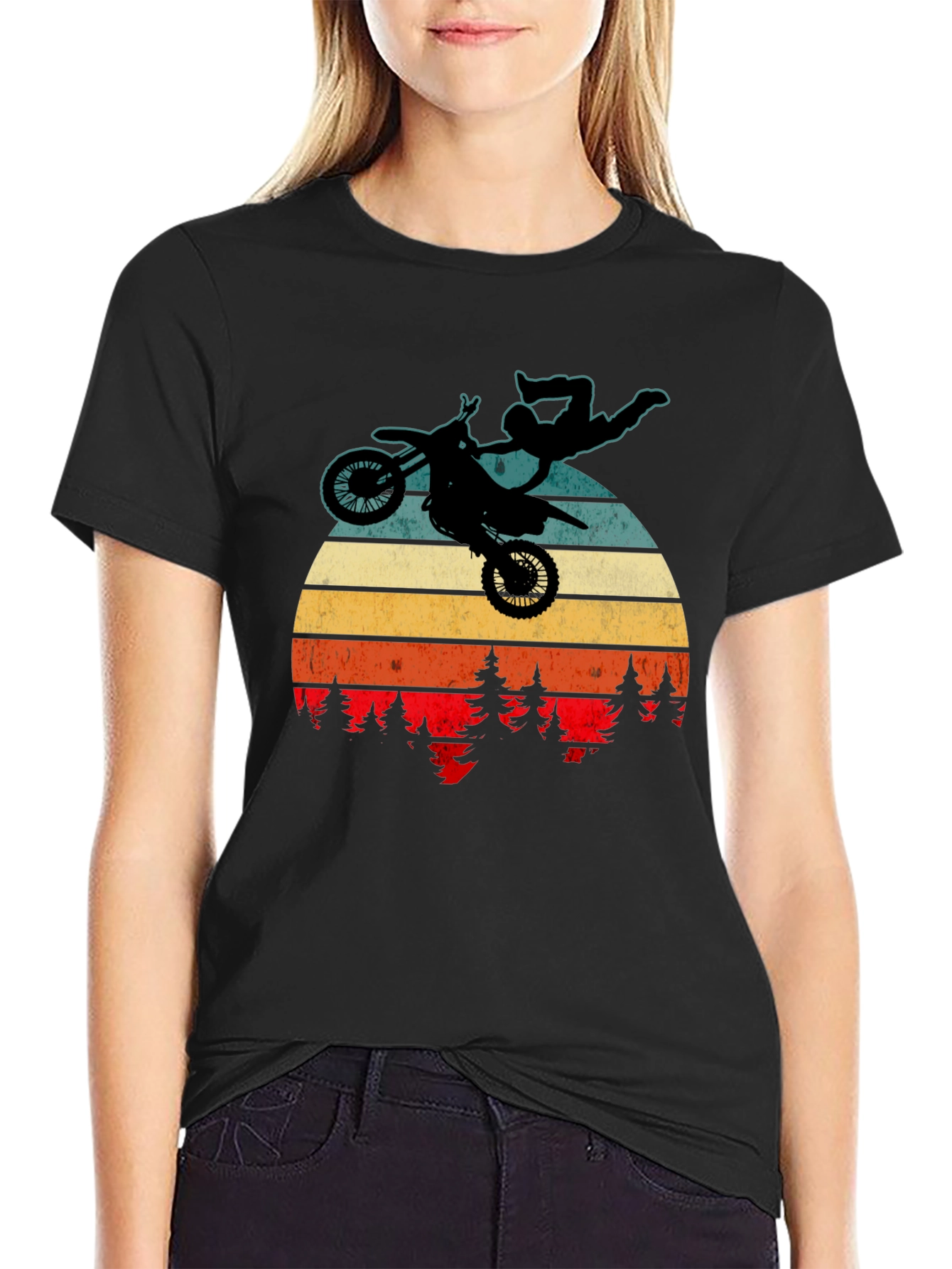 Motocross Retro Sunset Graphic T-Shirt