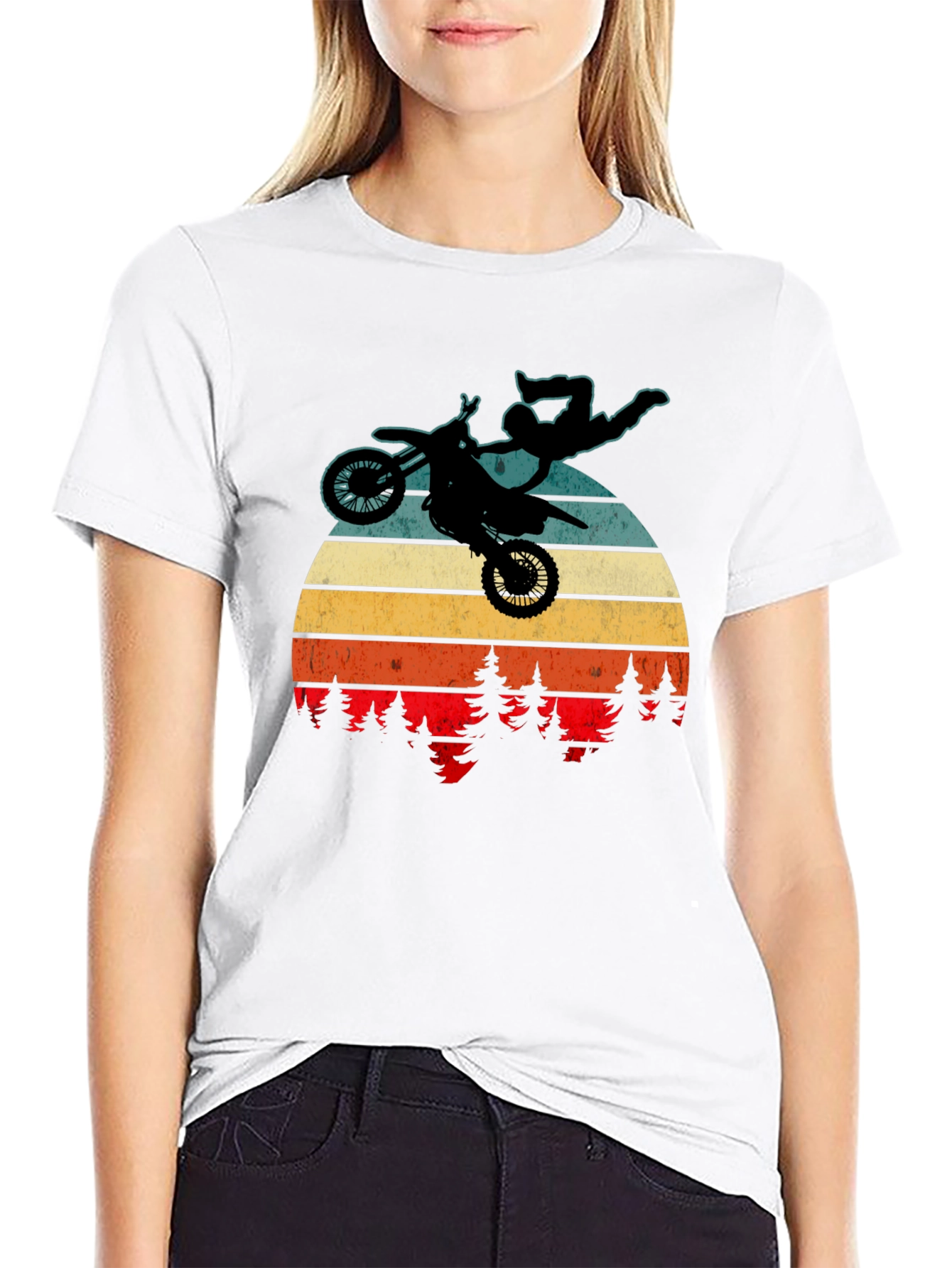 Motocross Retro Sunset Graphic T-Shirt