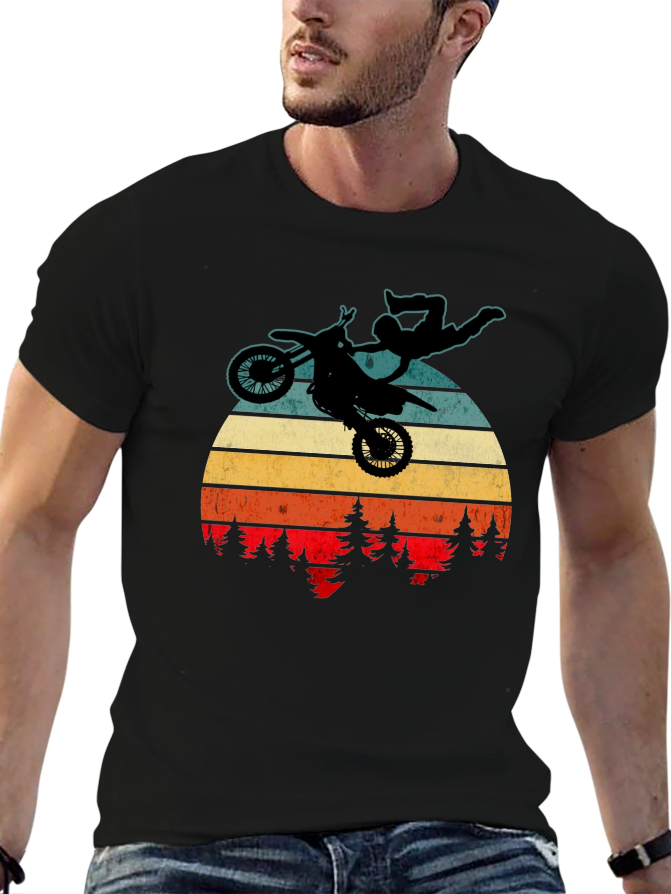 Motocross Retro Sunset Graphic T-Shirt