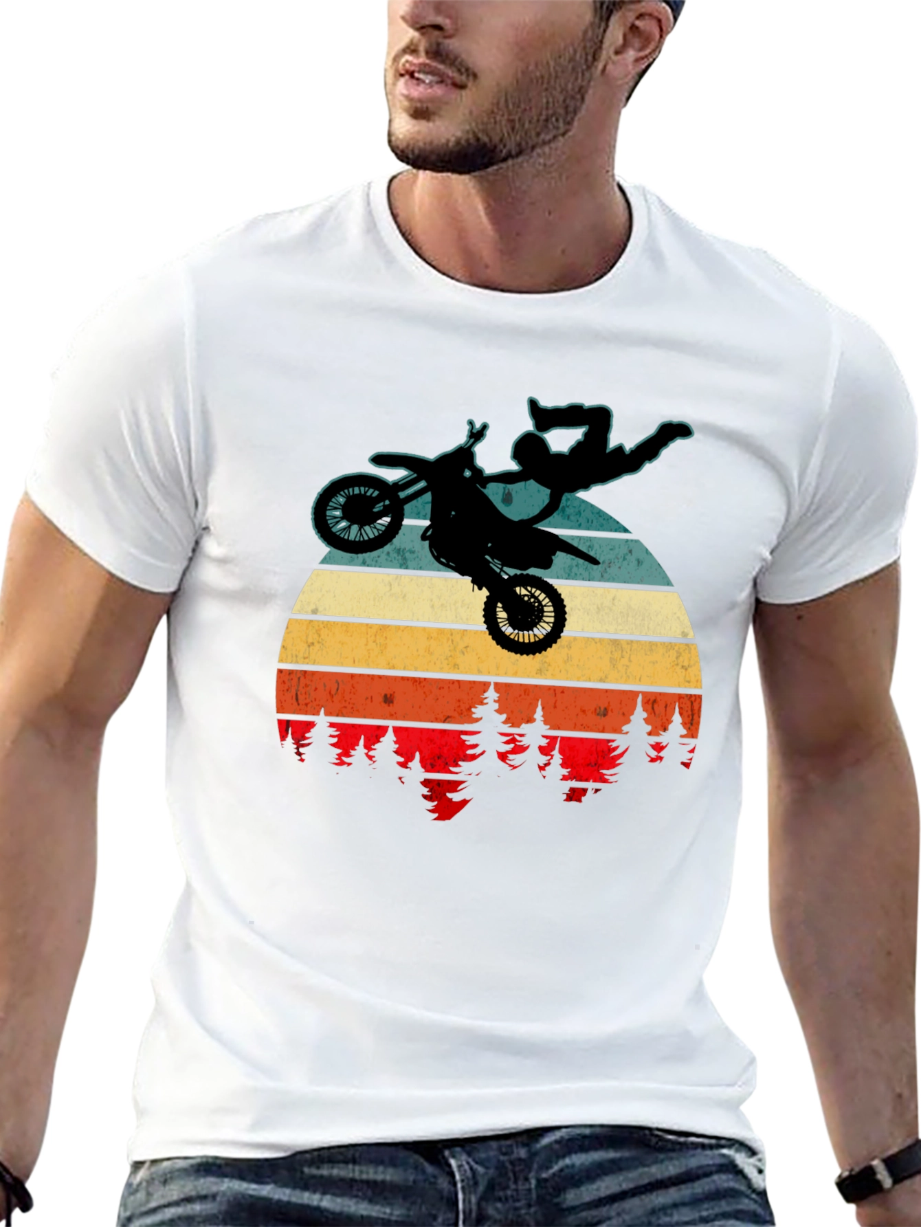 Motocross Retro Sunset Graphic T-Shirt