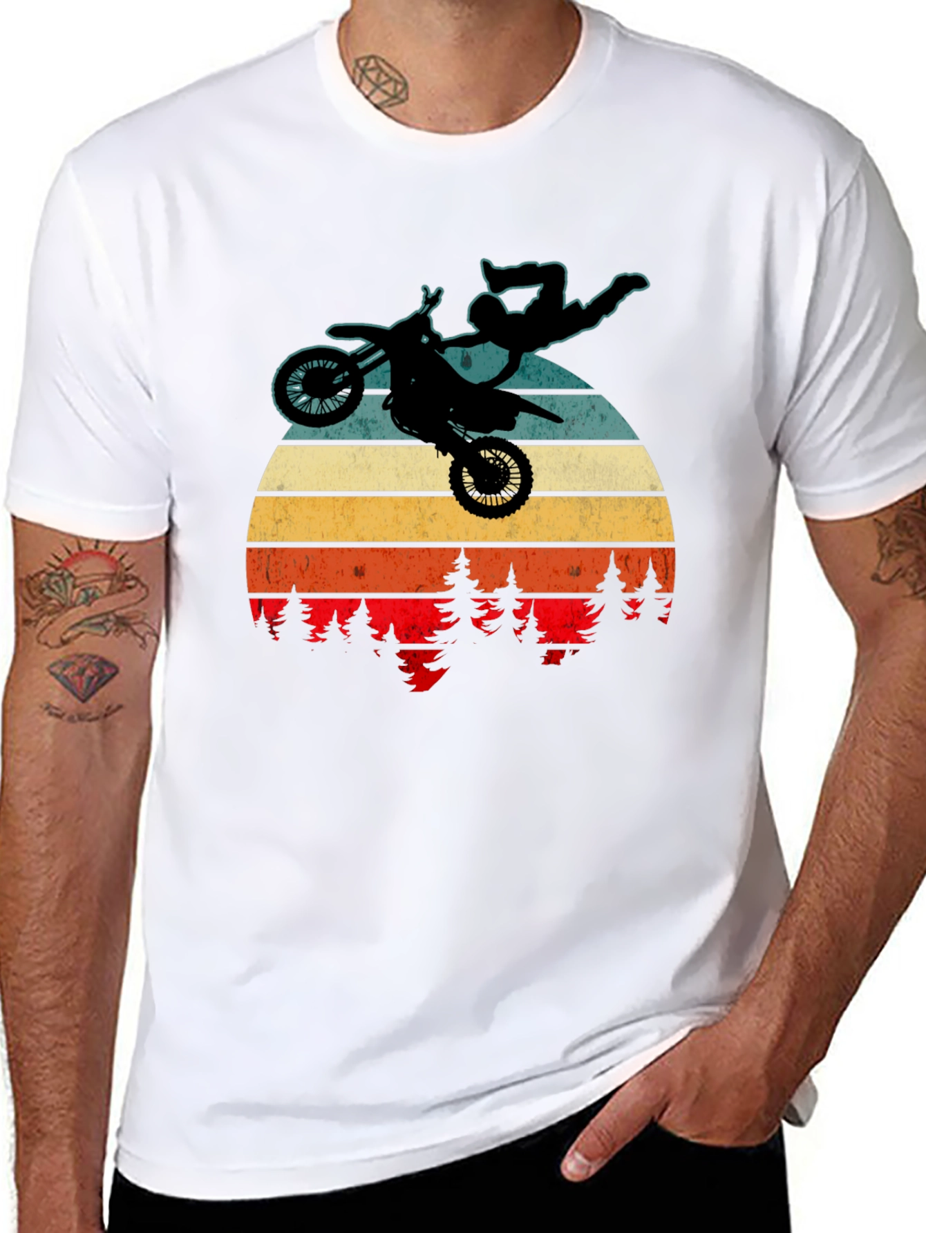 Motocross Retro Sunset Graphic T-Shirt
