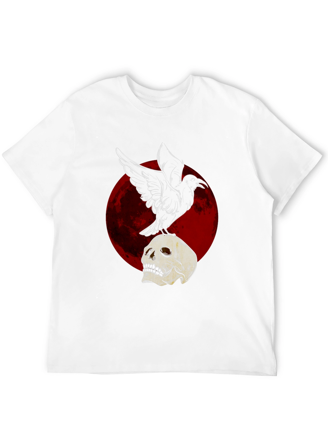 Raven on Skull T-Shirt - Dark Gothic Design