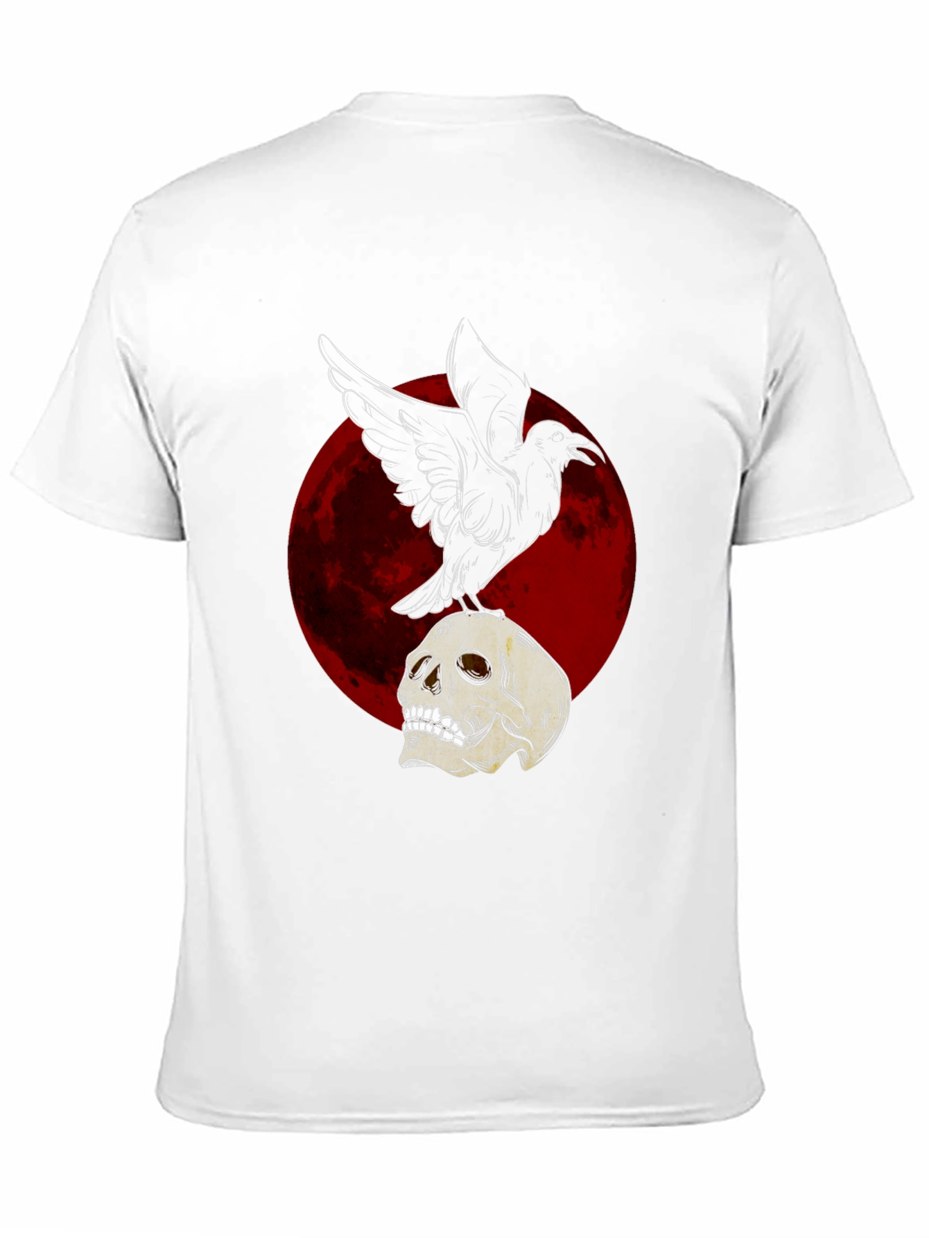 Raven on Skull T-Shirt - Dark Gothic Design