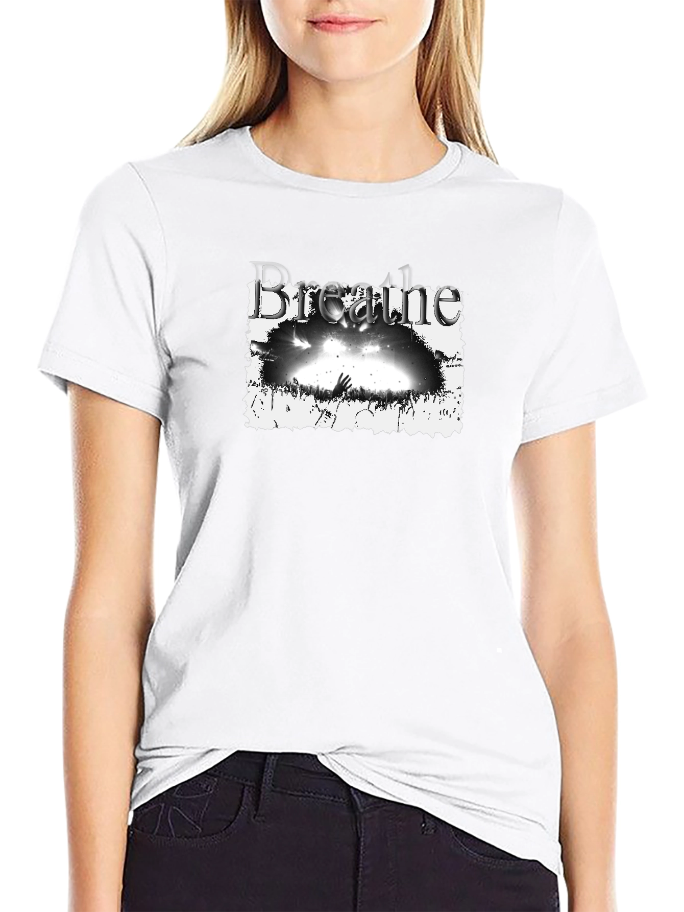 Breathe Graphic Tee - Black Cotton Comfort