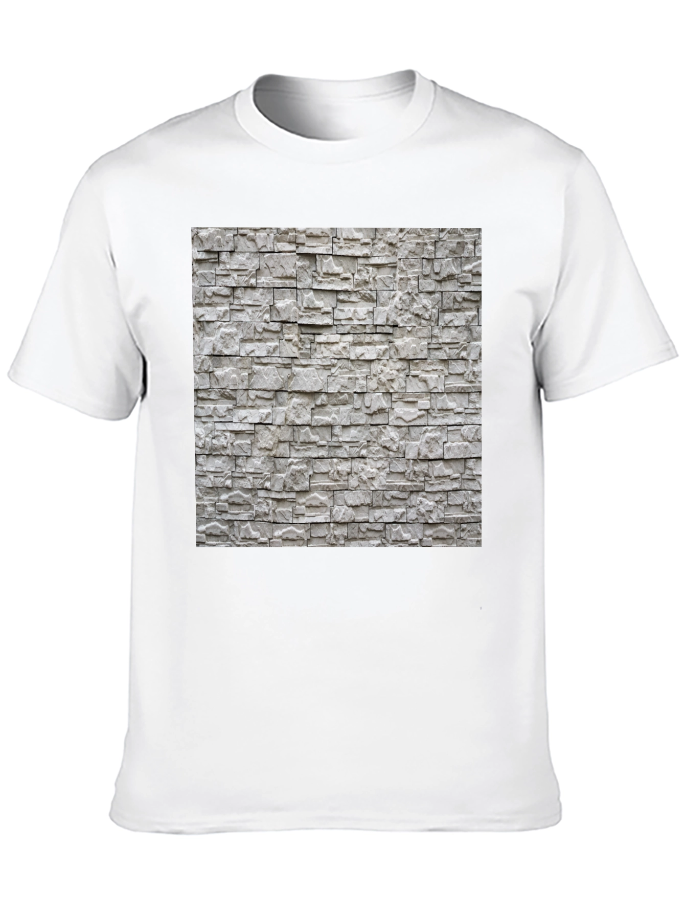 Stylish Stone Wall Print Black T-Shirt