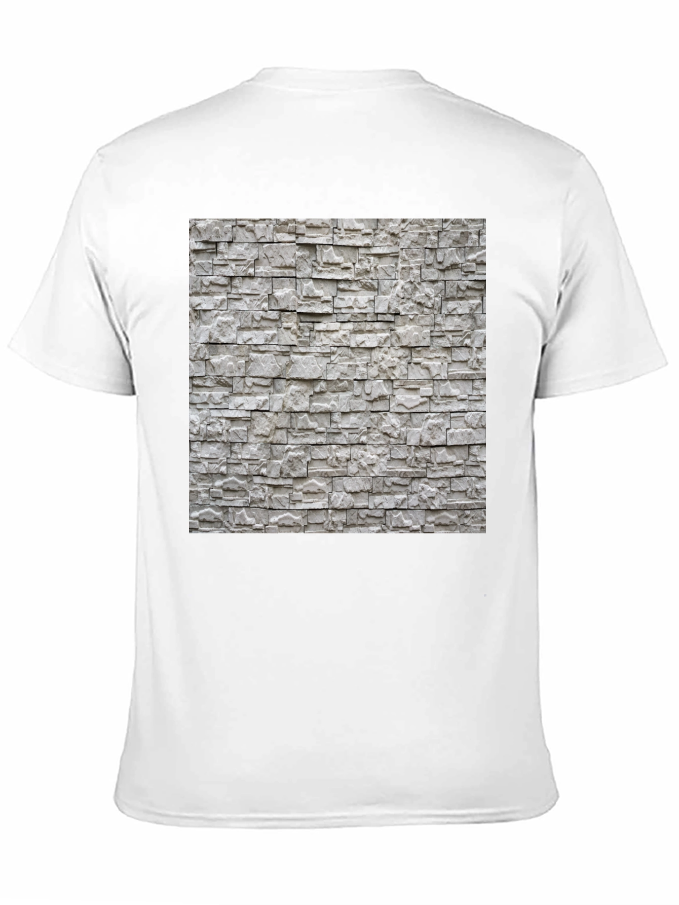Stylish Stone Wall Print Black T-Shirt