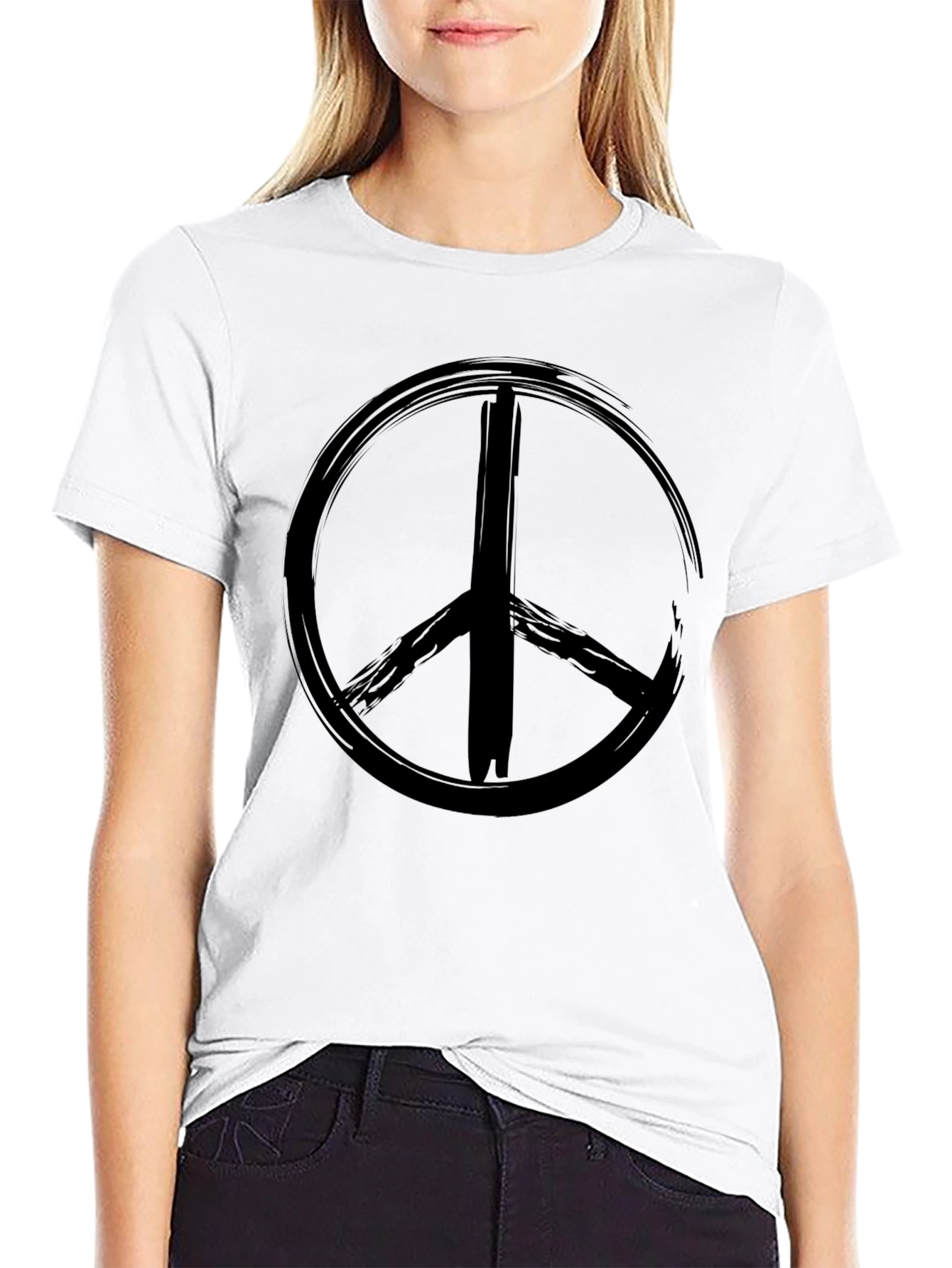 Grunge Peace Sign Black T-Shirt