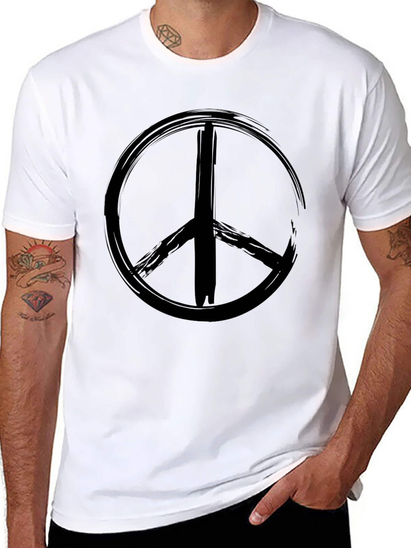 Grunge Peace Sign Black T-Shirt