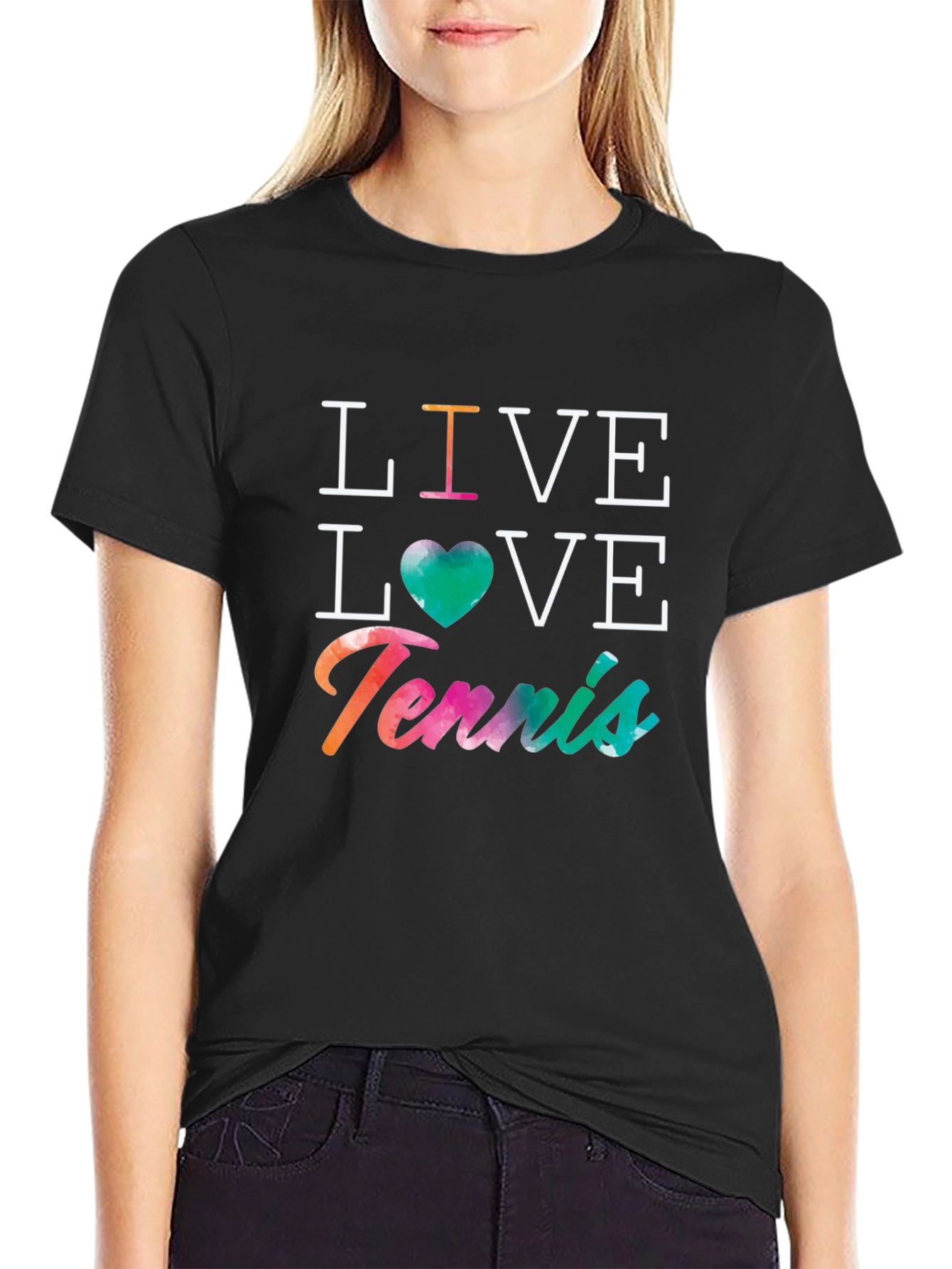 Live Love Tennis Graphic Tee - Mens Black T-Shirt