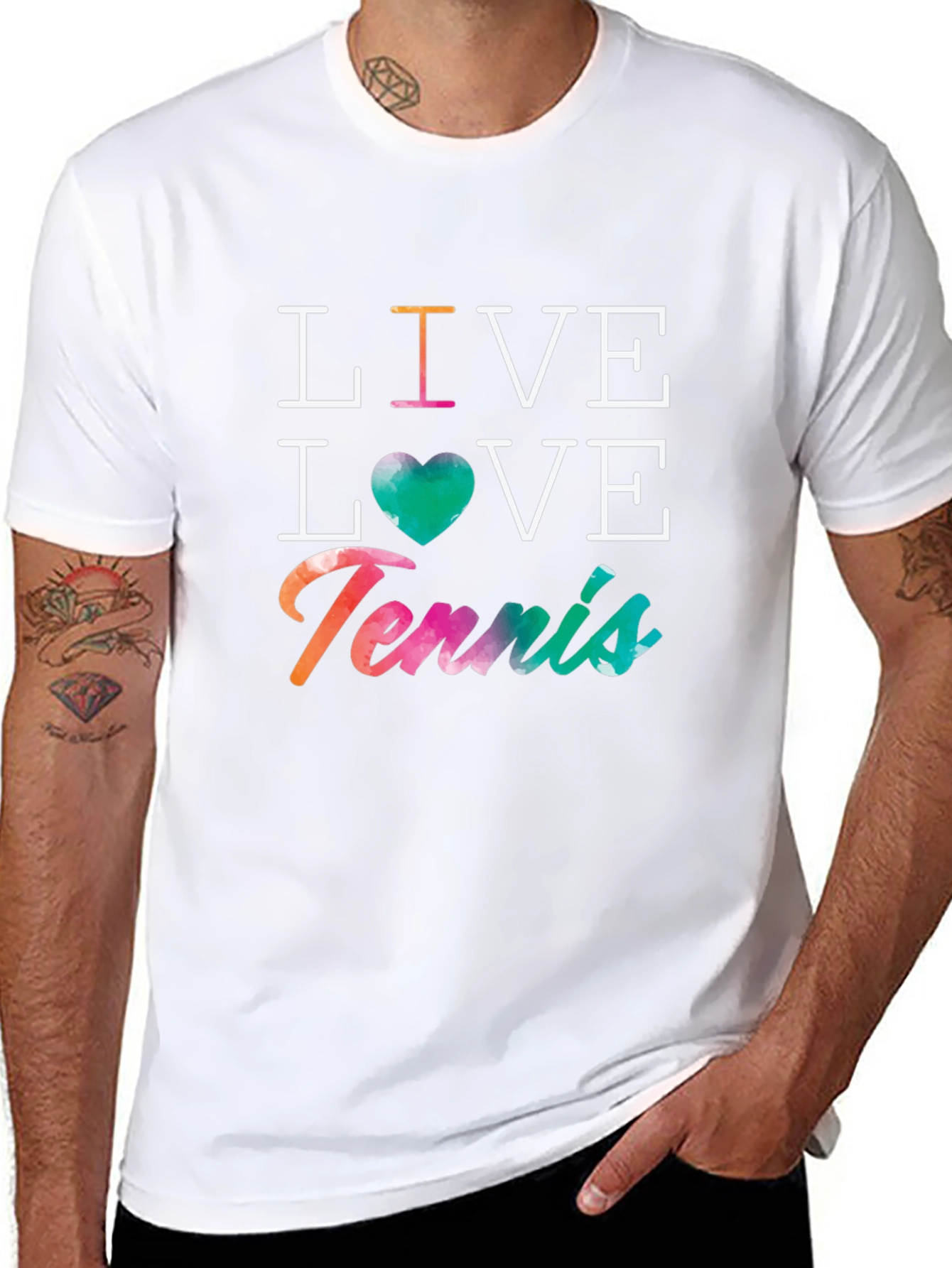 Live Love Tennis Graphic Tee - Mens Black T-Shirt