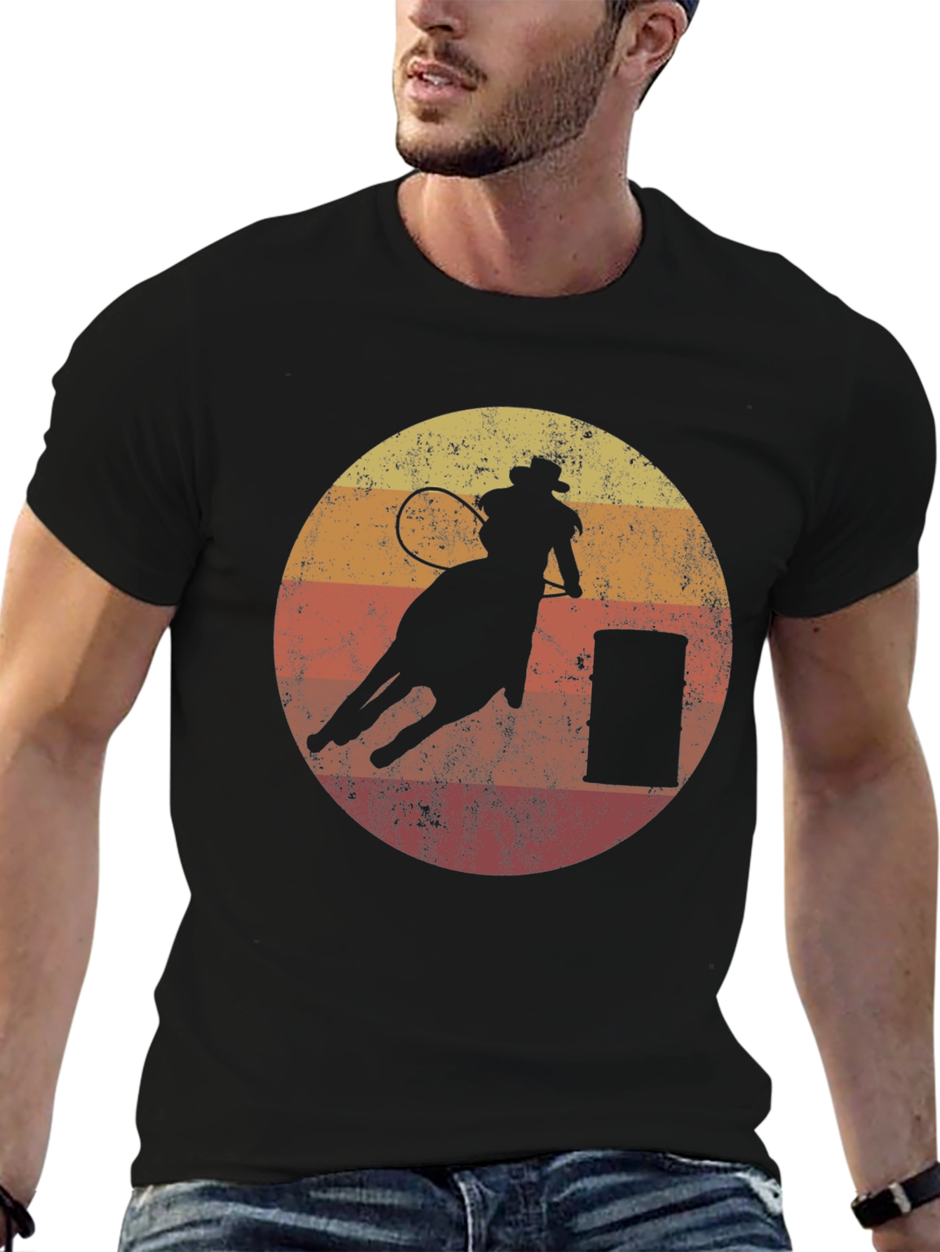 Retro Rodeo Rider T-Shirt - Black
