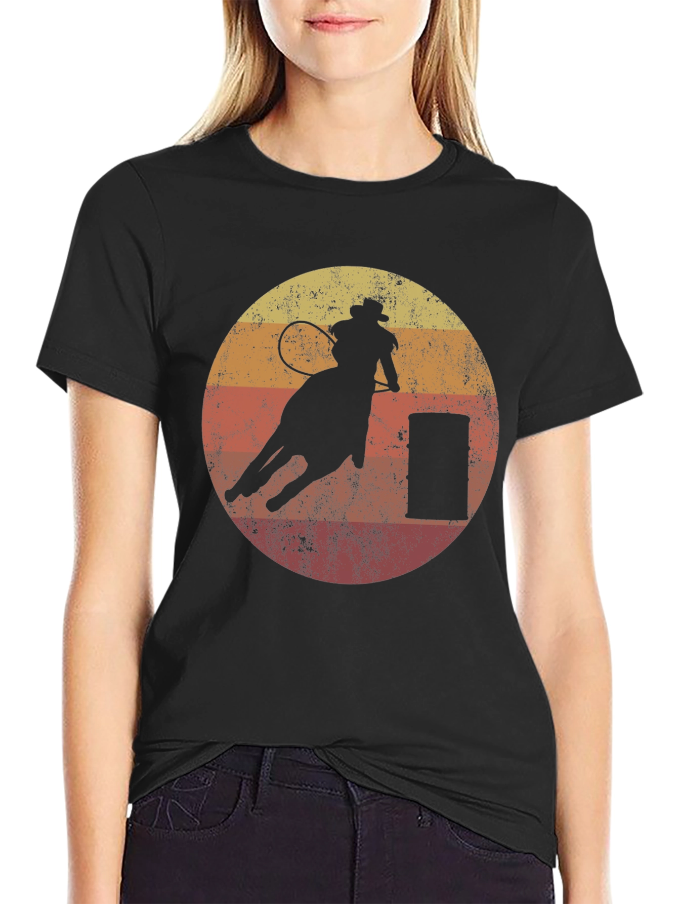 Retro Rodeo Rider T-Shirt - Black