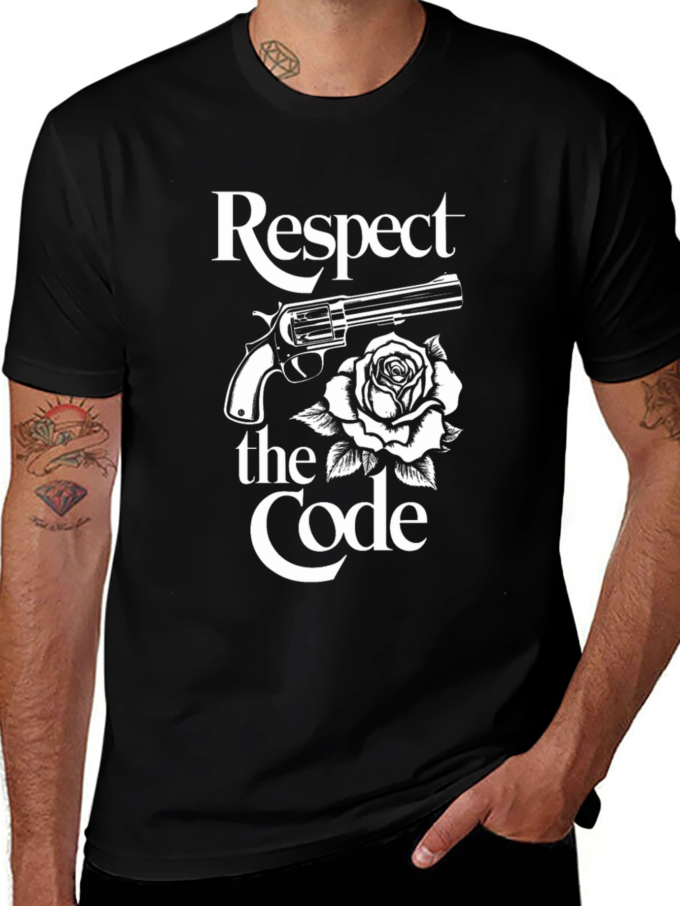 Respect the Code Gun & Rose Graphic Tee