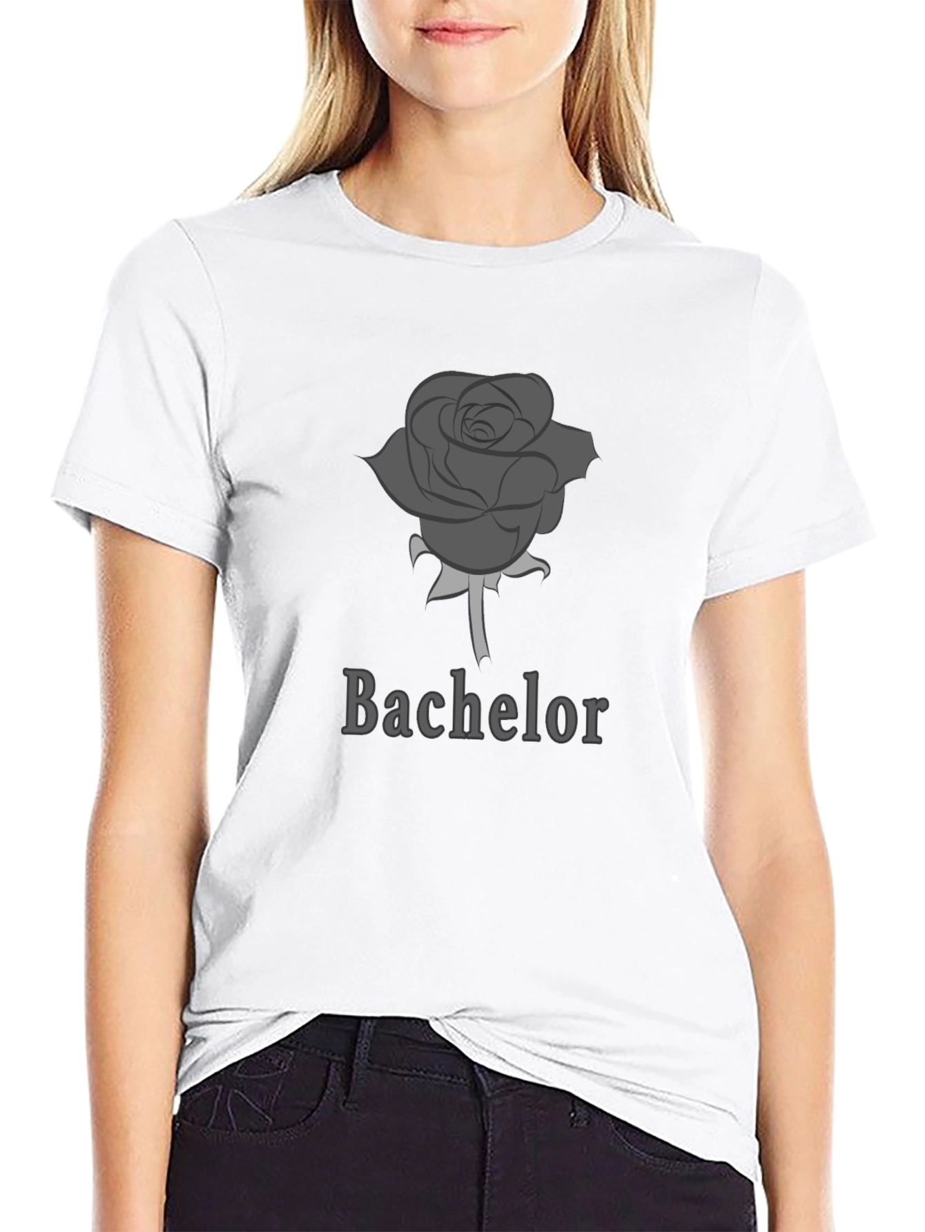 Bachelor Rose Graphic Tee - Soft Black Cotton