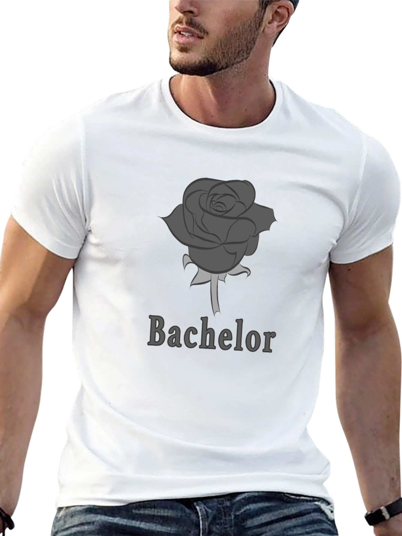 Bachelor Rose Graphic Tee - Soft Black Cotton