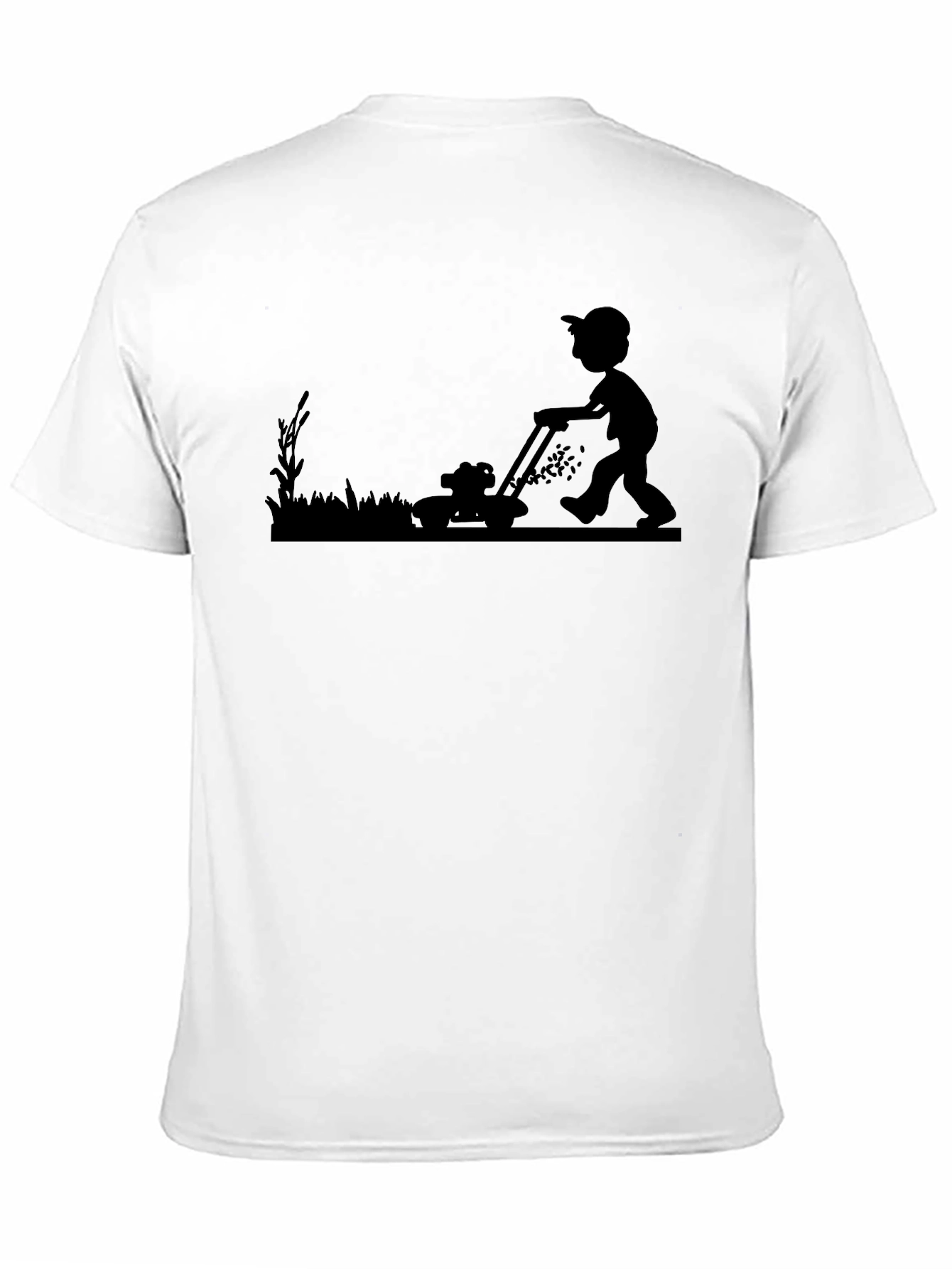 Mens Black T-Shirt with Lawn Mowing Graphic