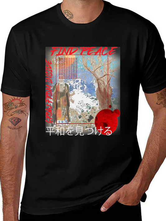 Find Peace Graphic T-Shirt - Black