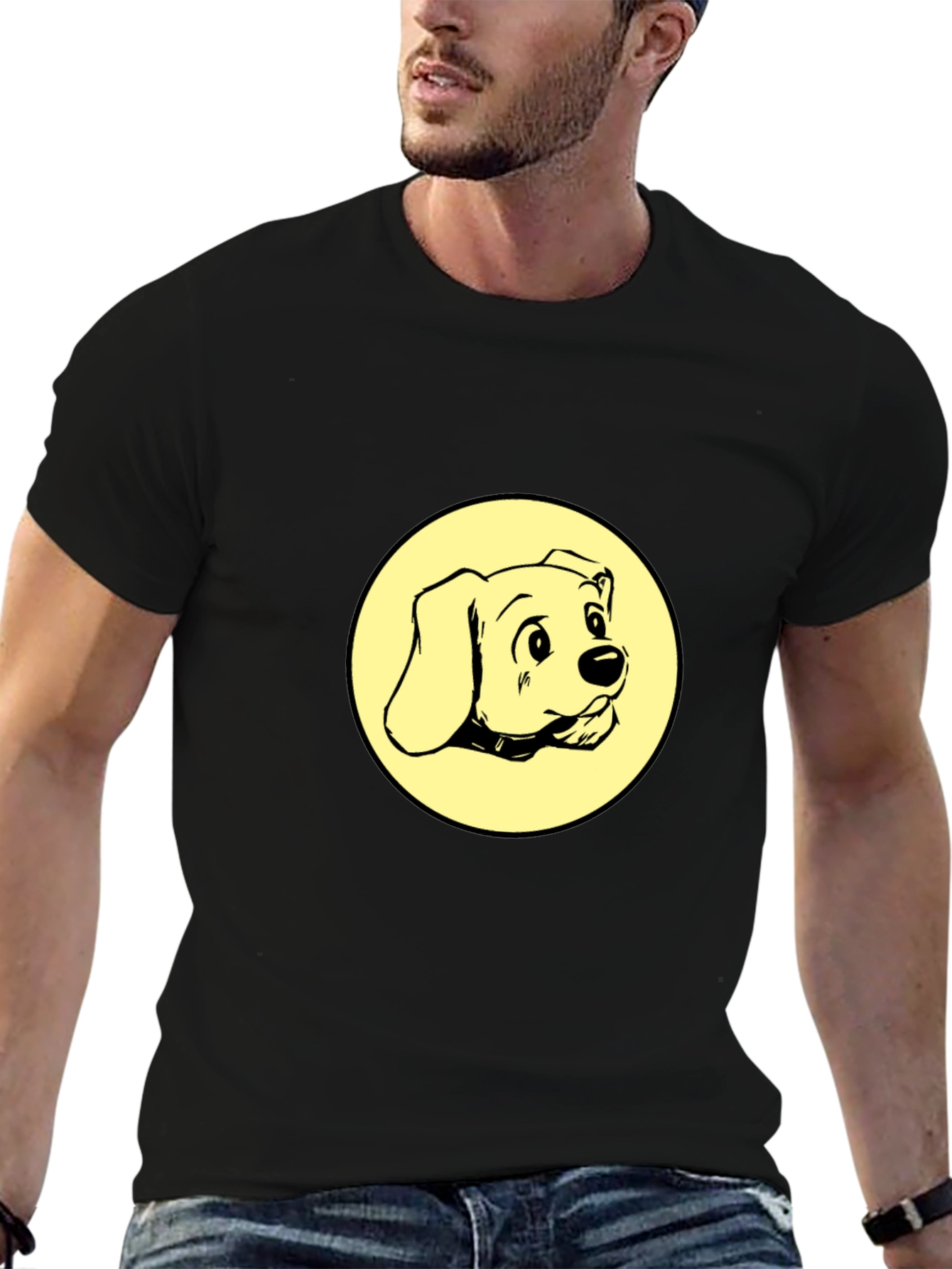 Dog Graphic Tee - Black Cotton Comfort