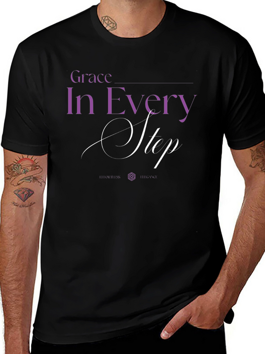 Grace in Every Step Graphic T-Shirt - Stylish Black Tee