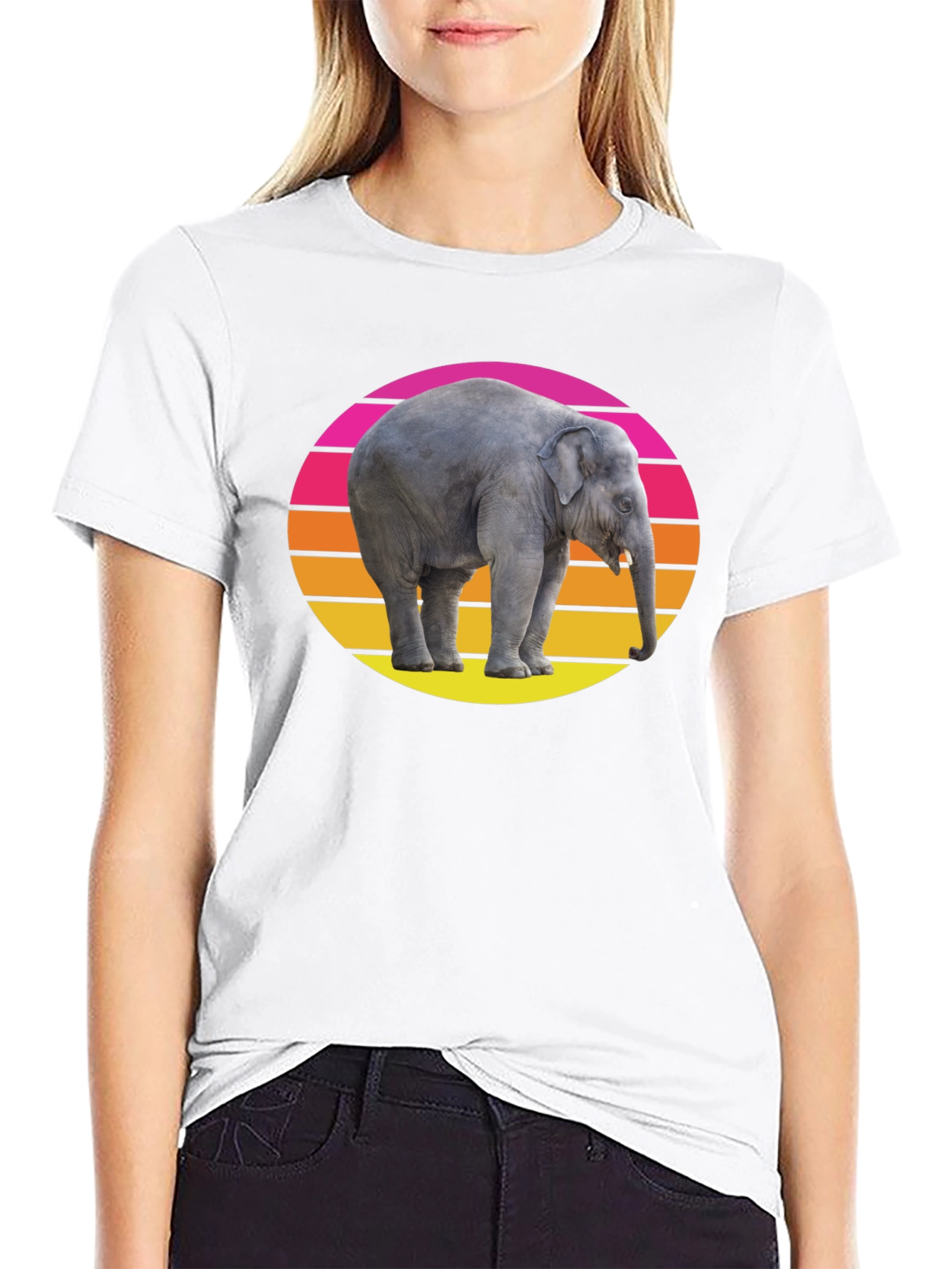 Retro Elephant T-Shirt - Sunset Graphic Tee