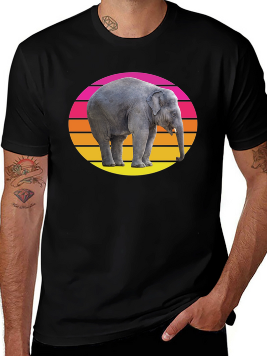 Retro Elephant T-Shirt - Sunset Graphic Tee