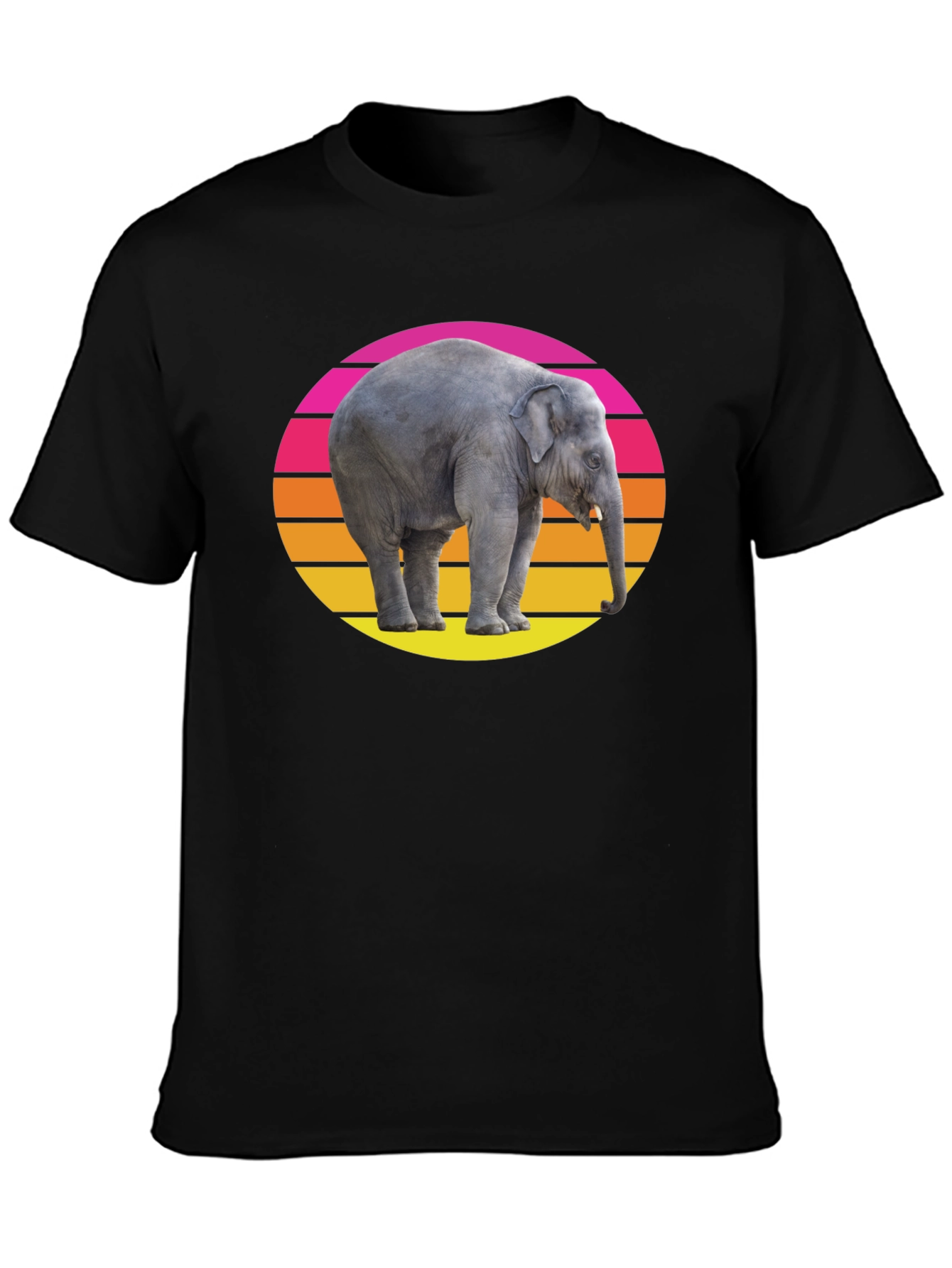 Retro Elephant T-Shirt - Sunset Graphic Tee